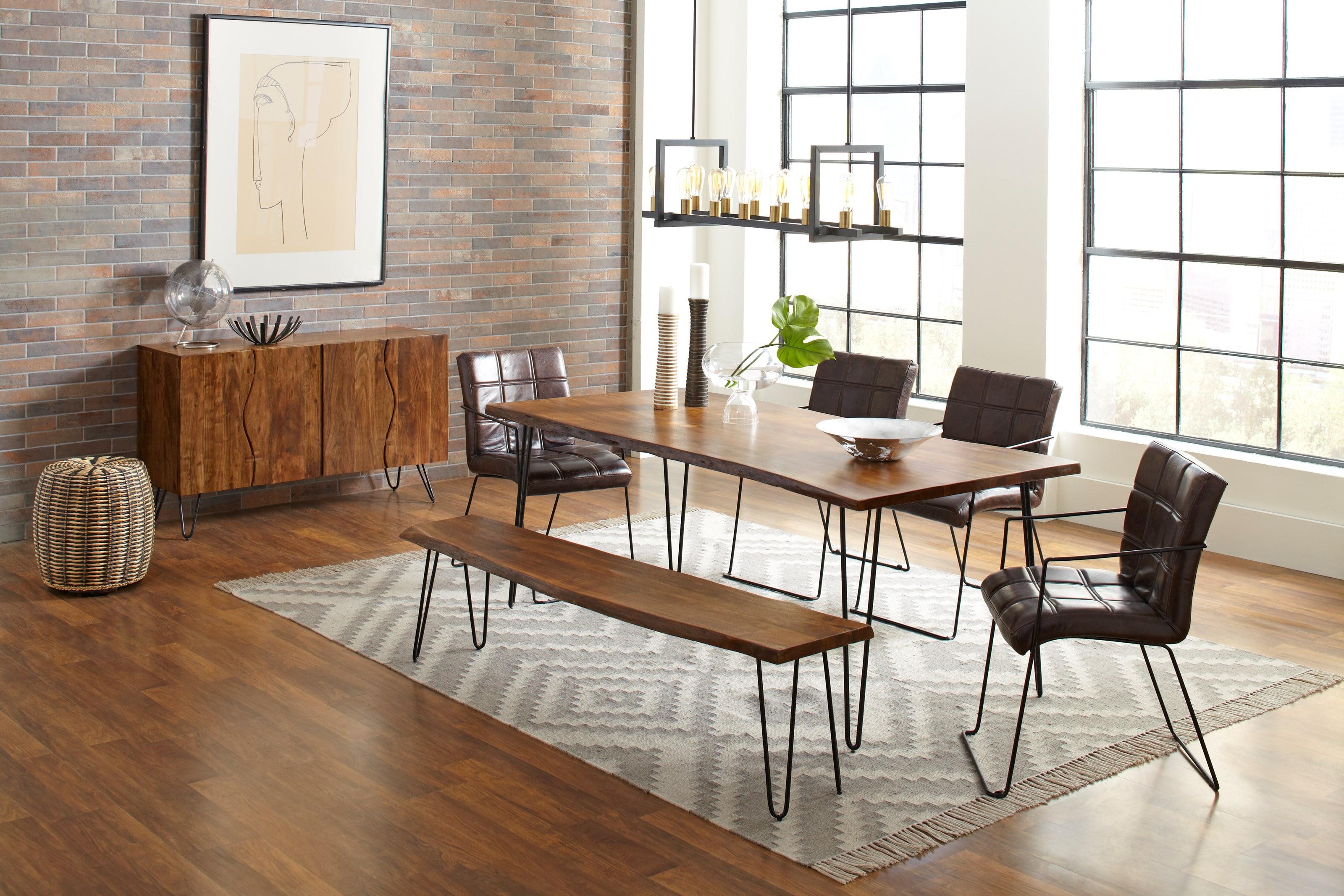 Acacia Wood Live Edge Rectangular Dining Table with Hairpin Legs