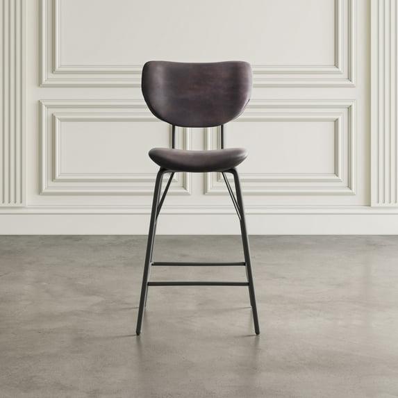 Jofran Owen Contemporary Modern Faux Leather Split-Back Upholstered Counter Height Barstool (Set of 2)