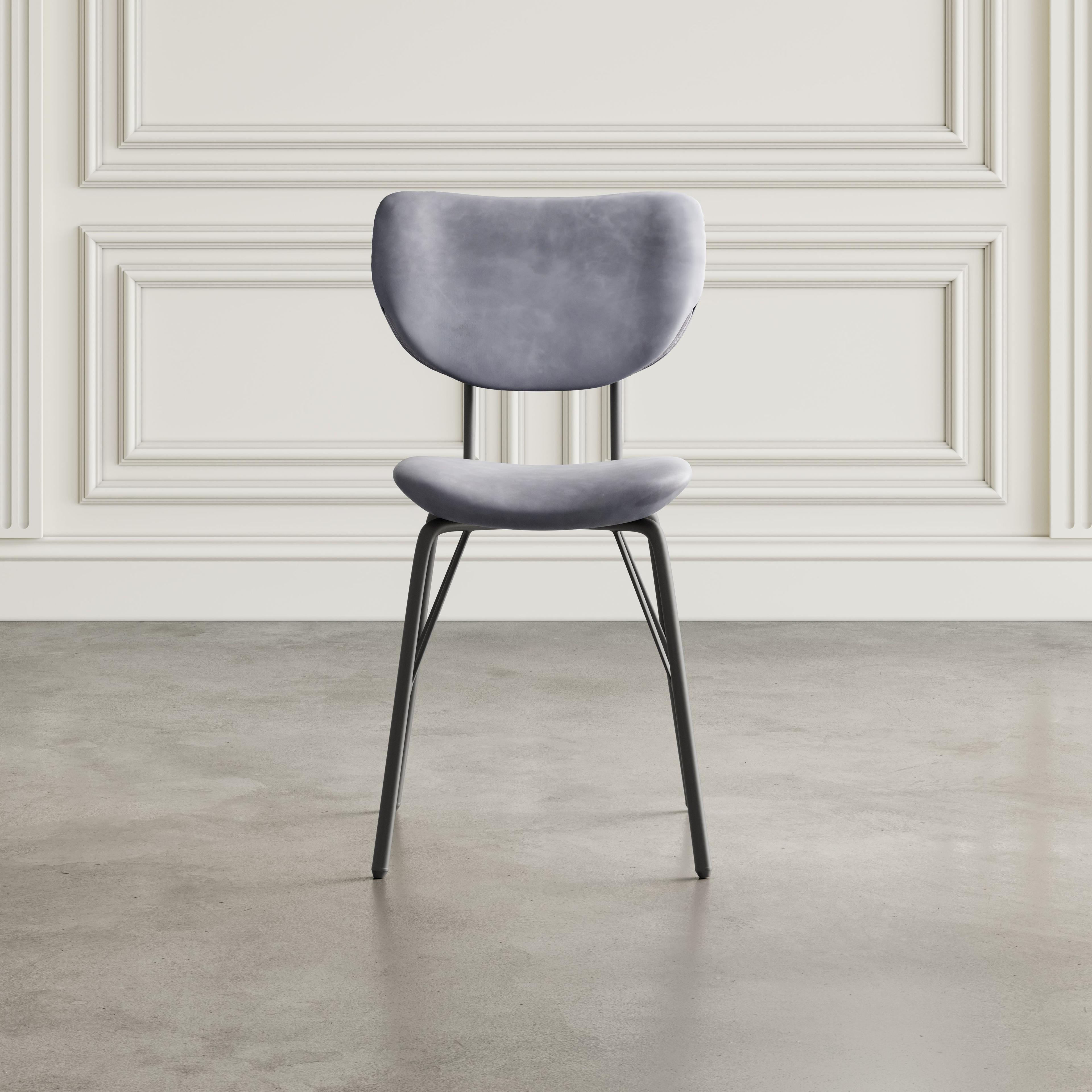 Gray Faux Leather Upholstered Metal Side Chair