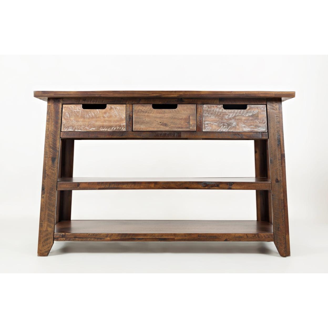 Rustic Acacia 50" Brown Sofa Table with Storage