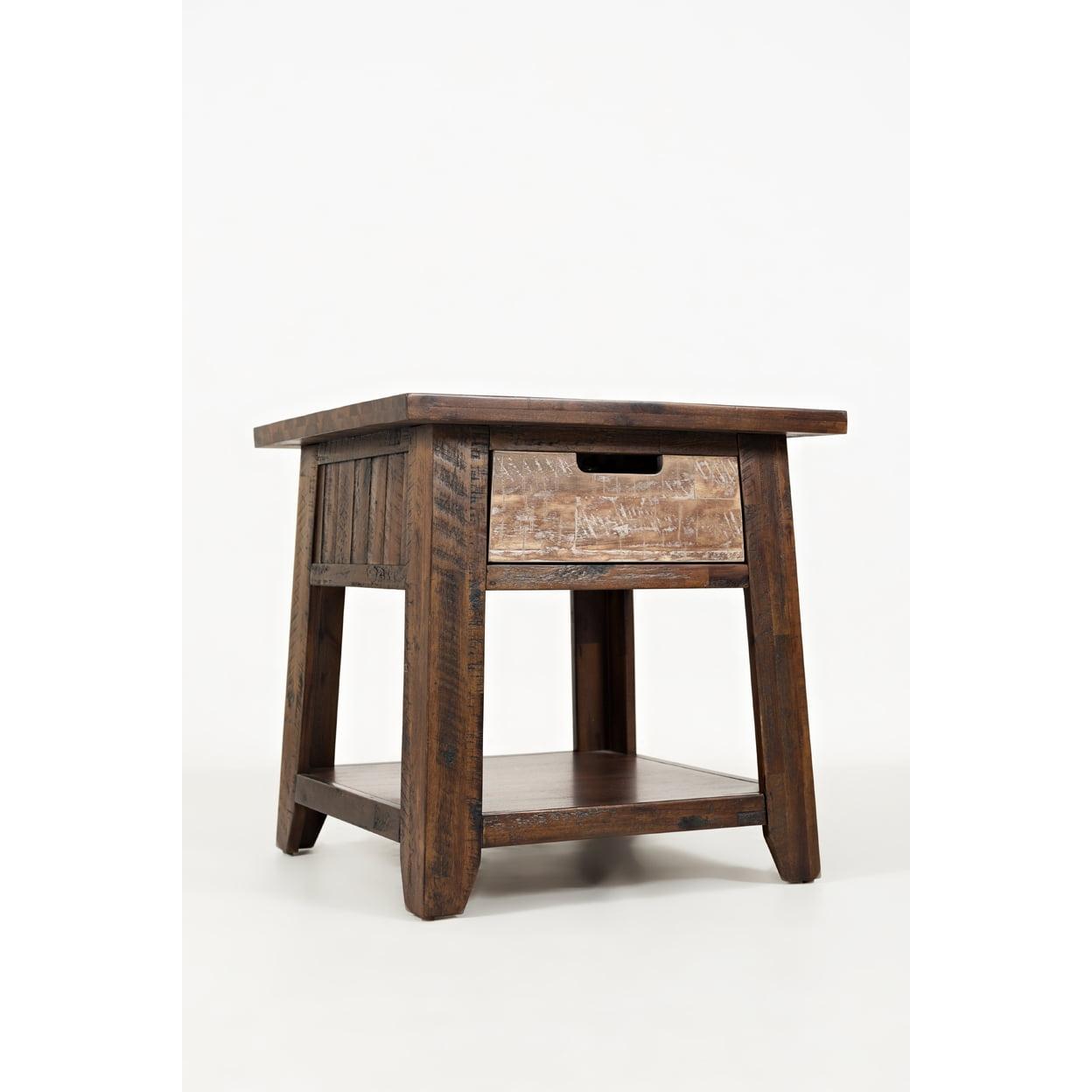 Jofran,Painted Canyon Rustic Solid Acacia End Table