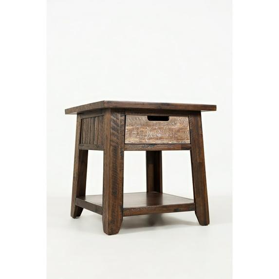 Jofran,Painted Canyon Rustic Solid Acacia End Table