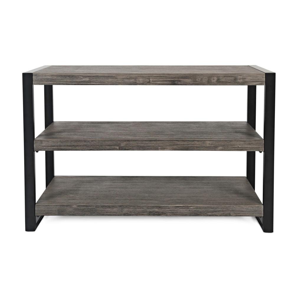 Transitional Gray 50" Iron and Wood Media Table with Storage