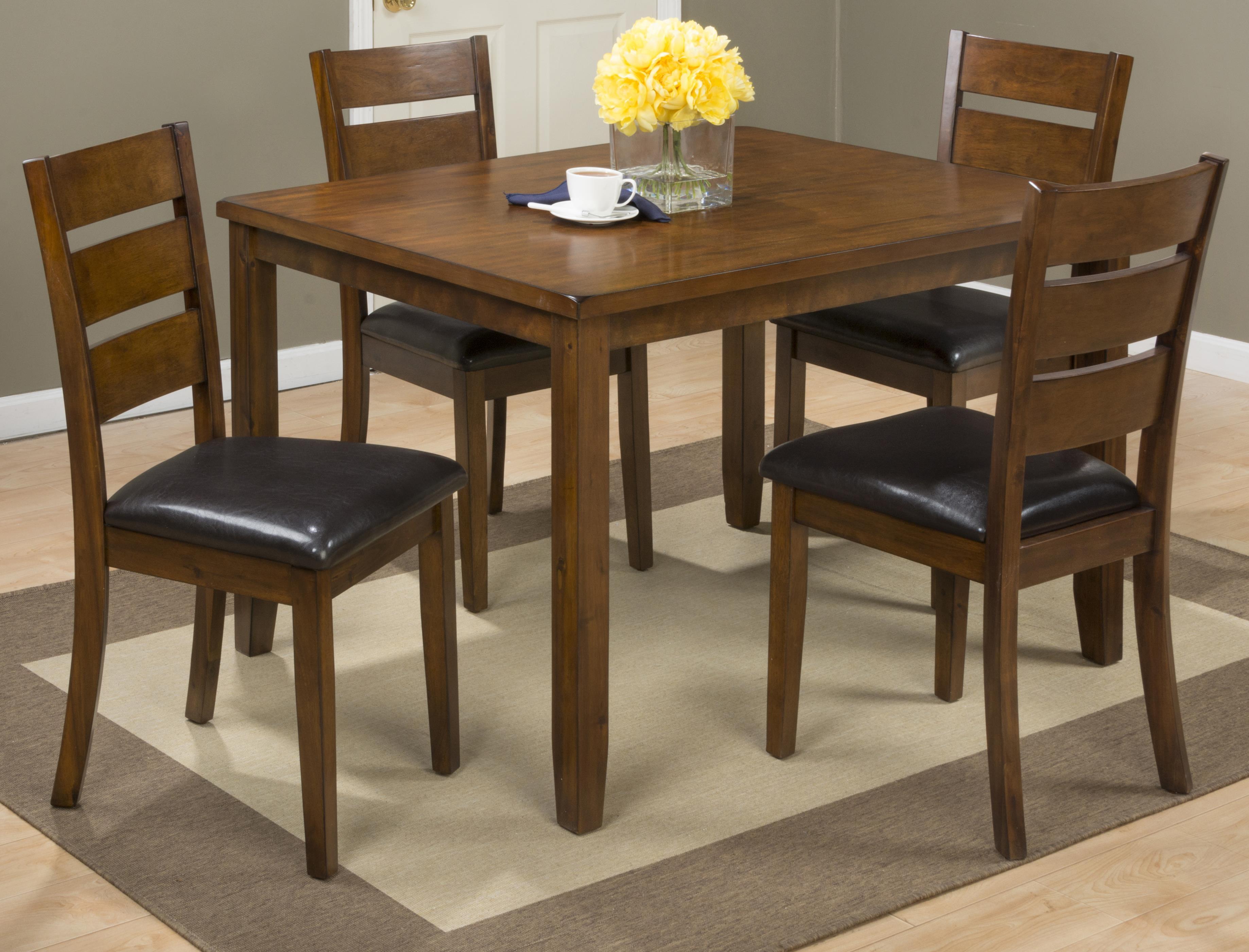 Jofran Plantation Five Piece Dining Set - Table with Four Faux Leather Chairs