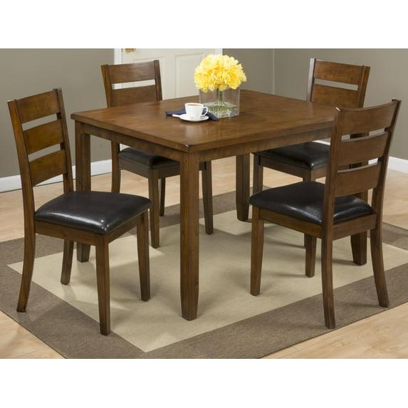 Jofran Plantation Five Piece Dining Set - Table with Four Faux Leather Chairs