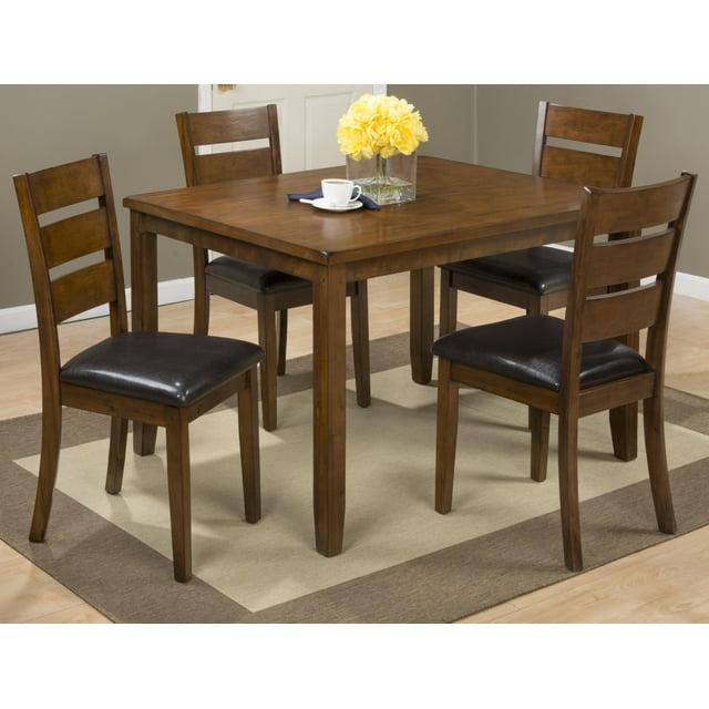 Jofran Plantation Five Piece Dining Set - Table with Four Faux Leather Chairs