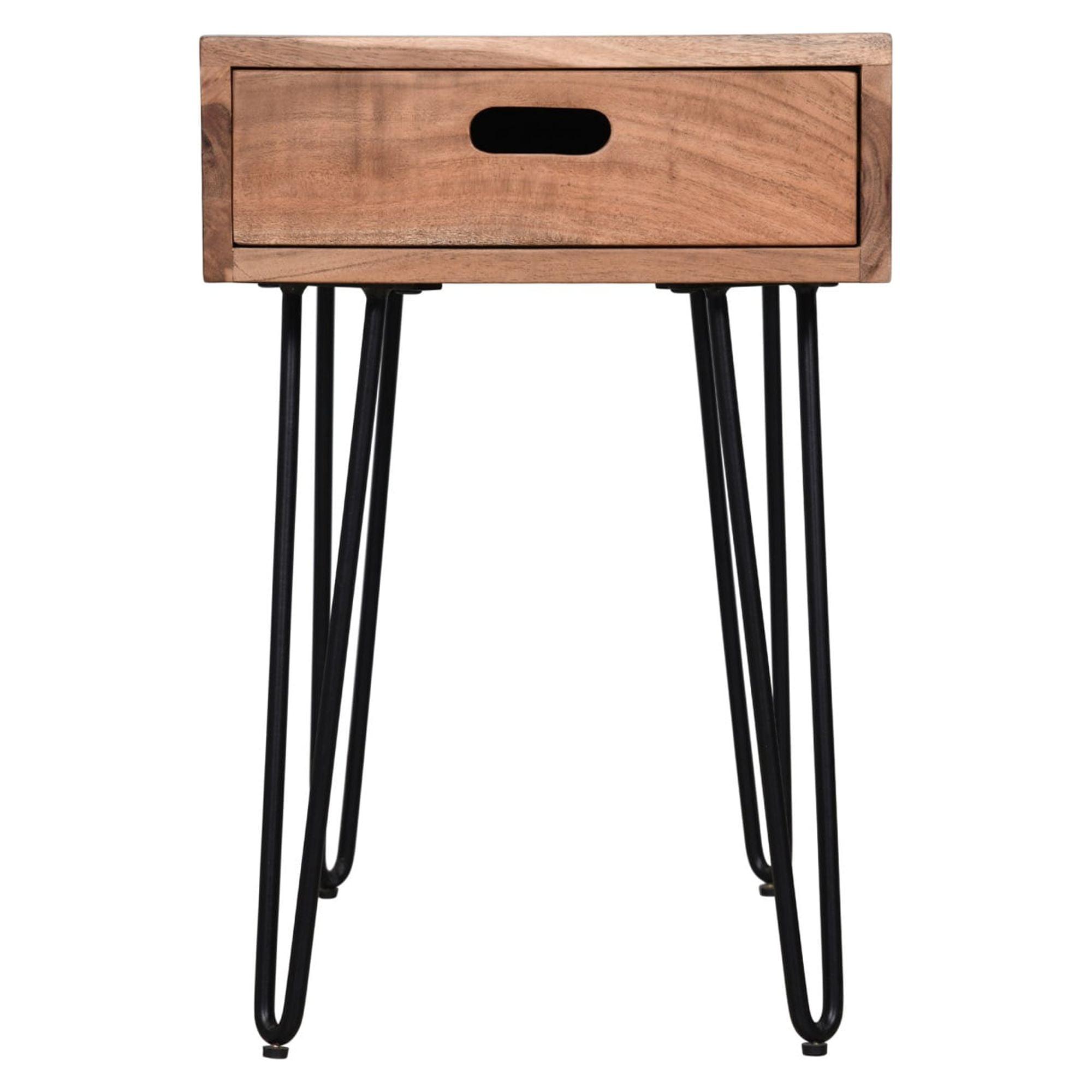 Transitional Rollins Rectangular Brown Side Table with Storage