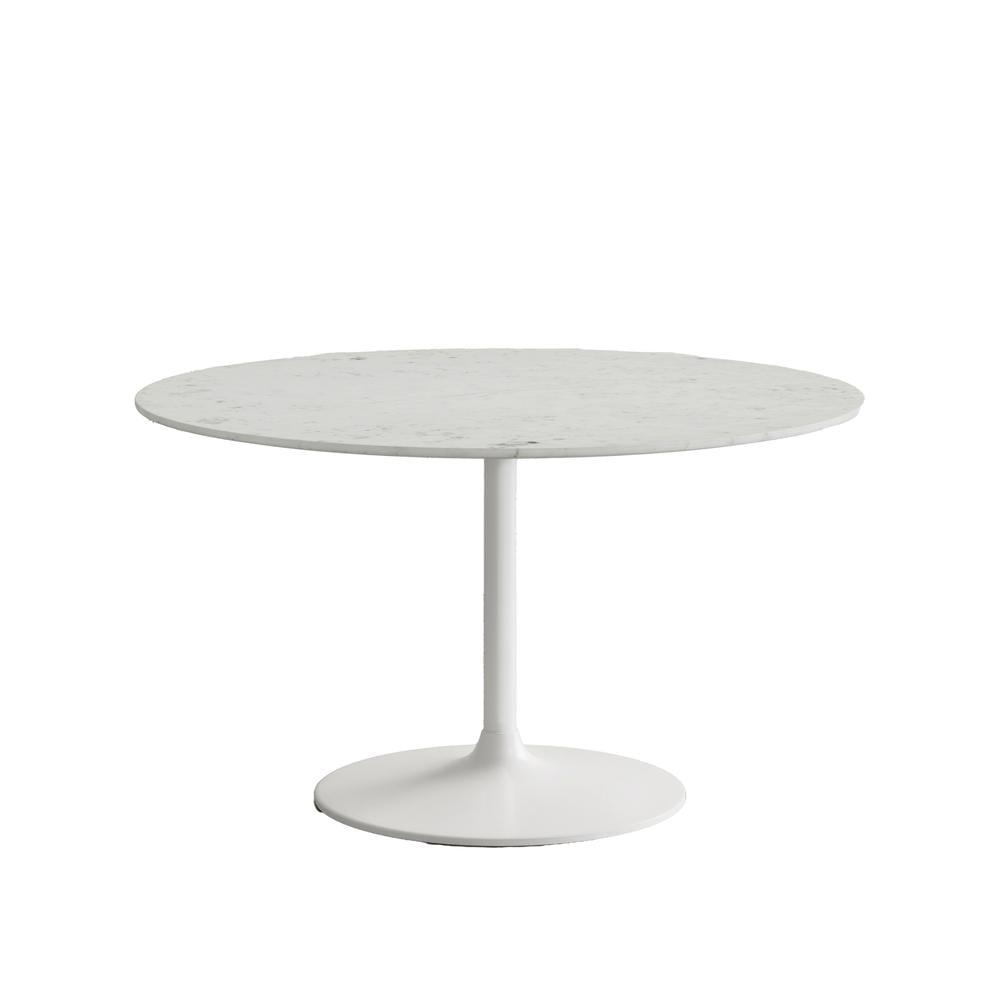 Rowan 54" White Marble Round Pedestal Dining Table