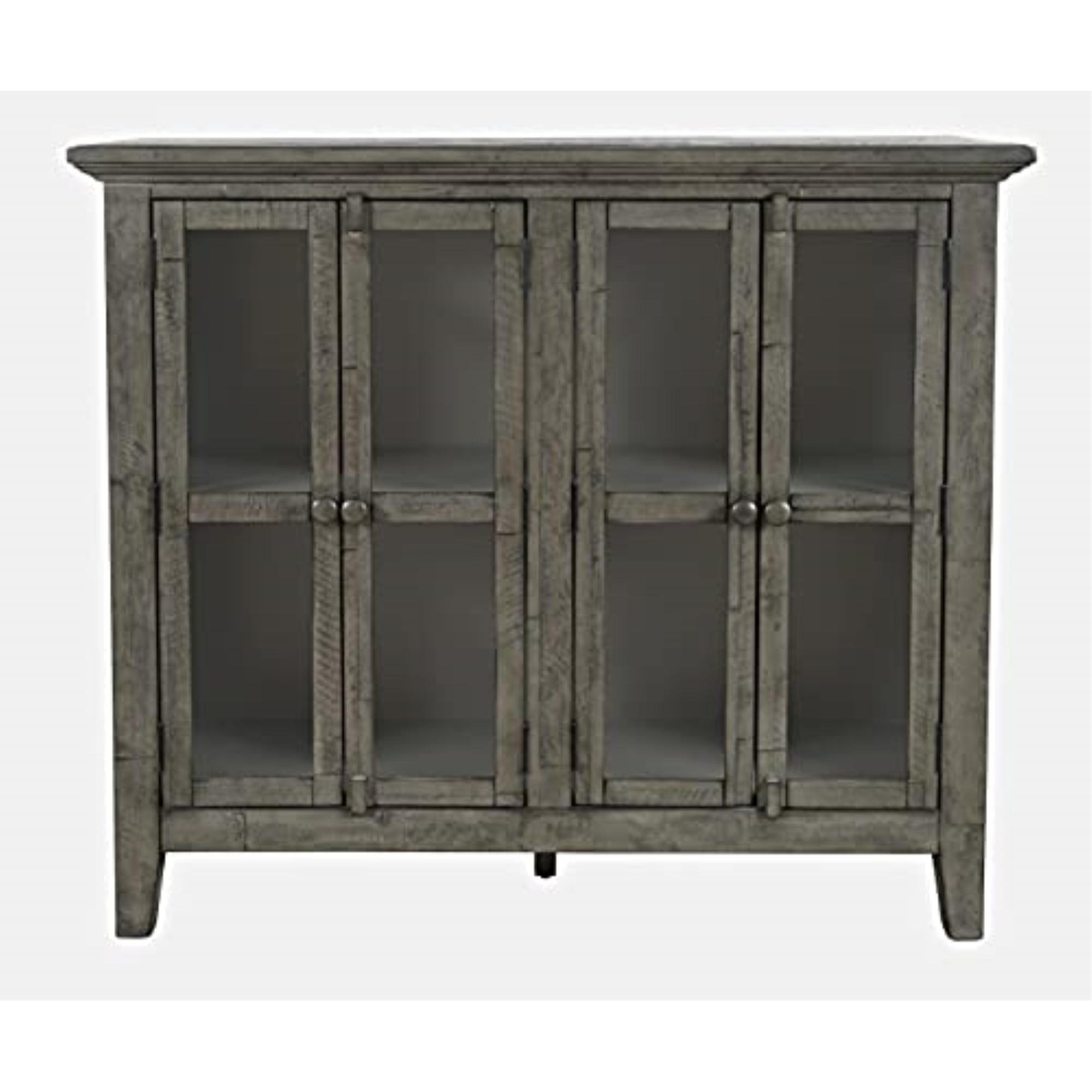 Rustic Gray Stone 48" Four-Door Accent Cabinet with Adjustable Shelving