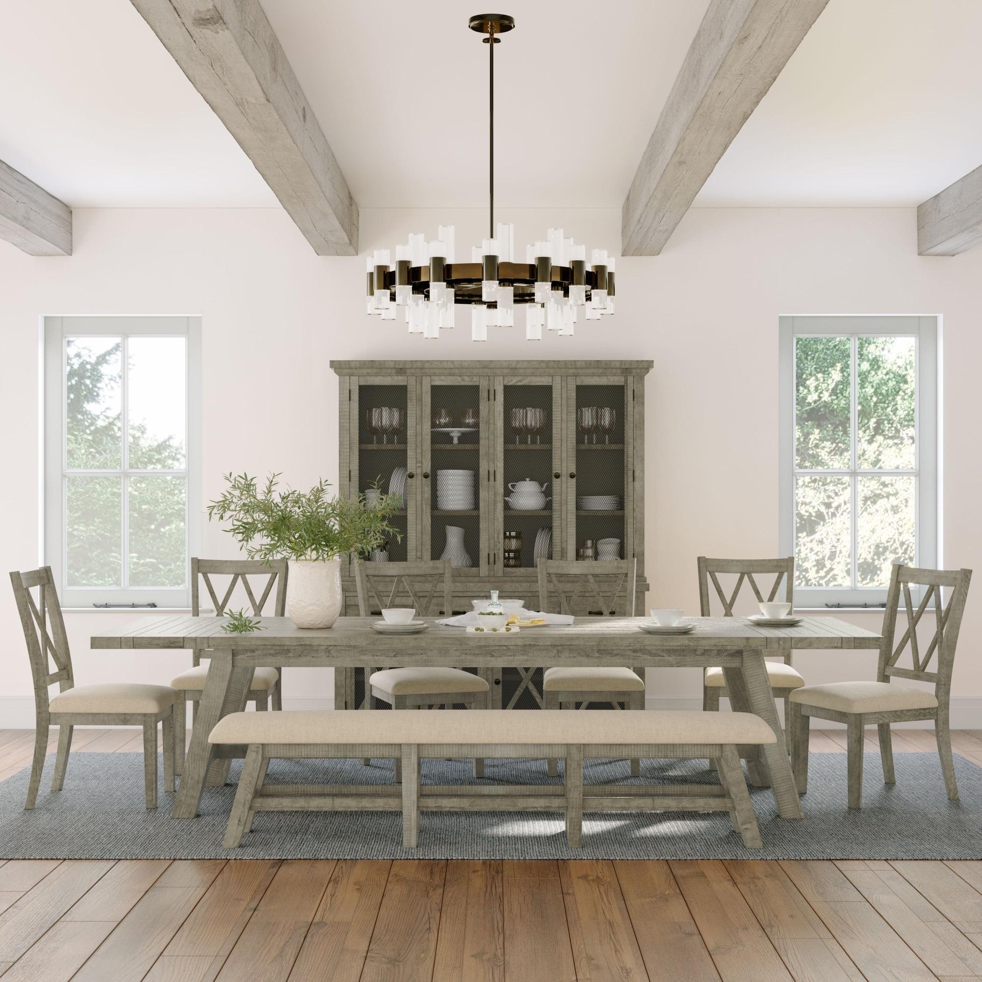 Telluride Driftwood Grey 8-Piece Extendable Pine Dining Set