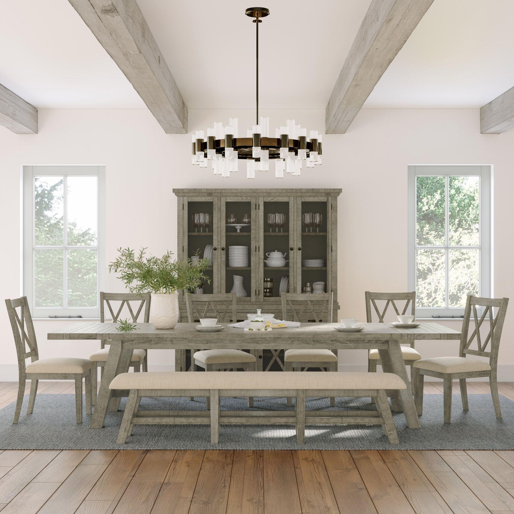 Telluride Driftwood Gray Reclaimed Wood Extendable Dining Table