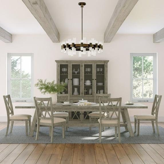 Fahrettin - Person Extendable Pine Solid Wood Solid Wood Top Trestle Dining Set