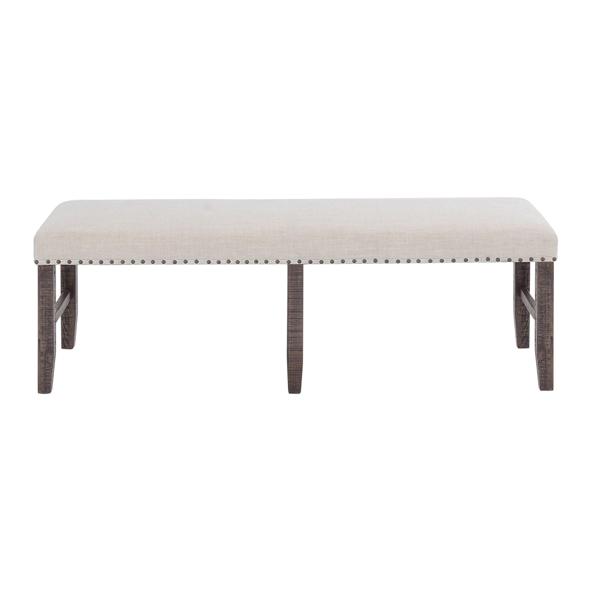 Willow Creek 56'' Cream Upholstered Solid Pine Dining Bench