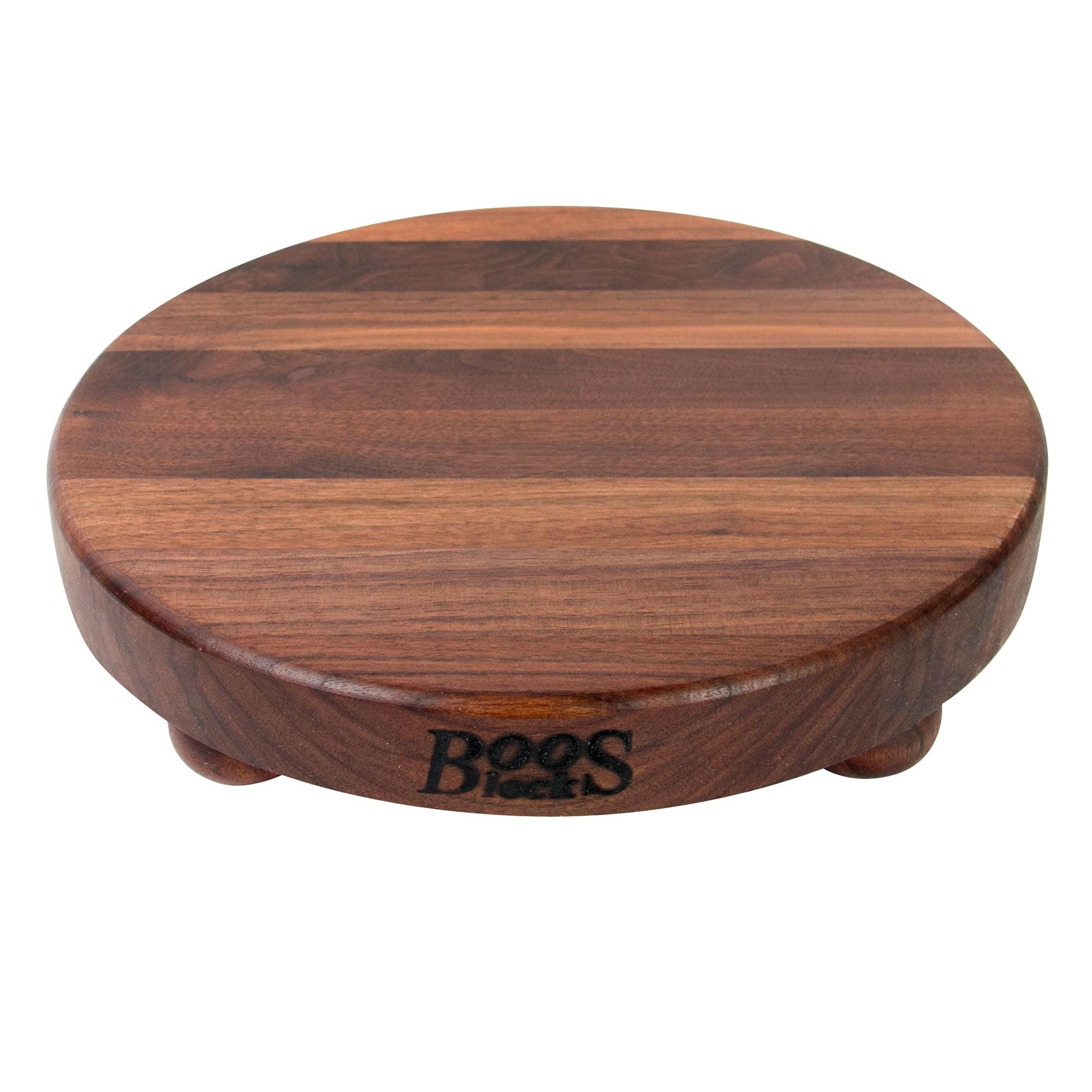 Gift 1.5" Edge Grain Walnut 12" Round Cutting Board with Wood Feet