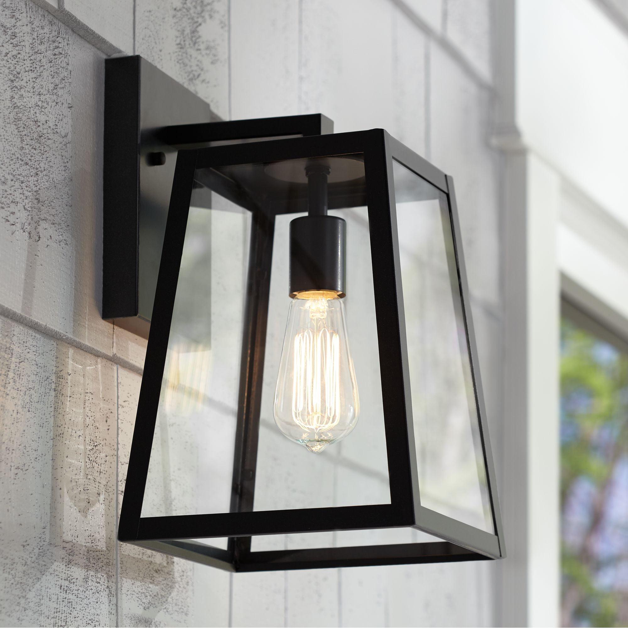 Arrington 13" Mystic Black Outdoor Wall Light with Clear Glass