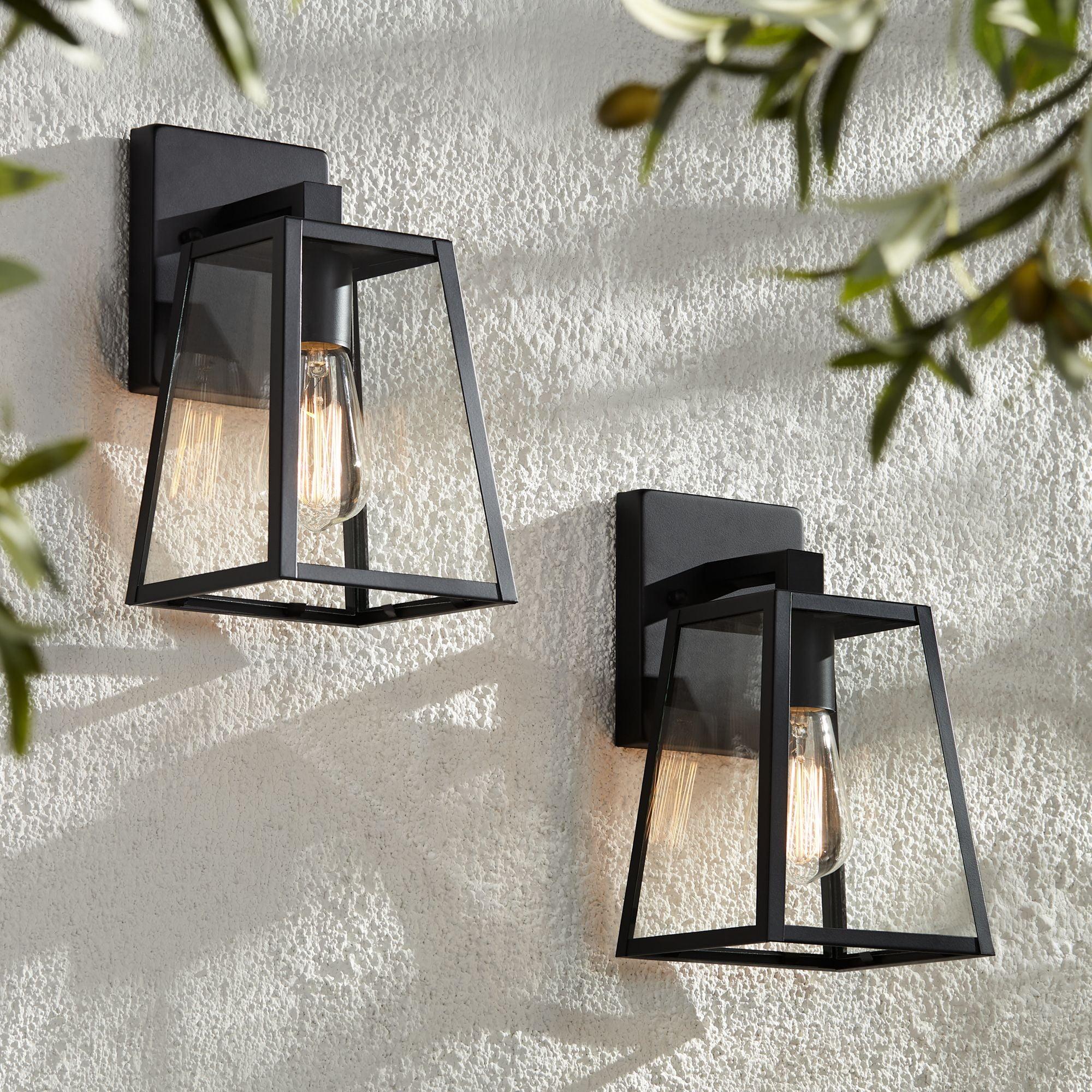 Mystic Black Steel Outdoor Wall Lights with Clear Glass