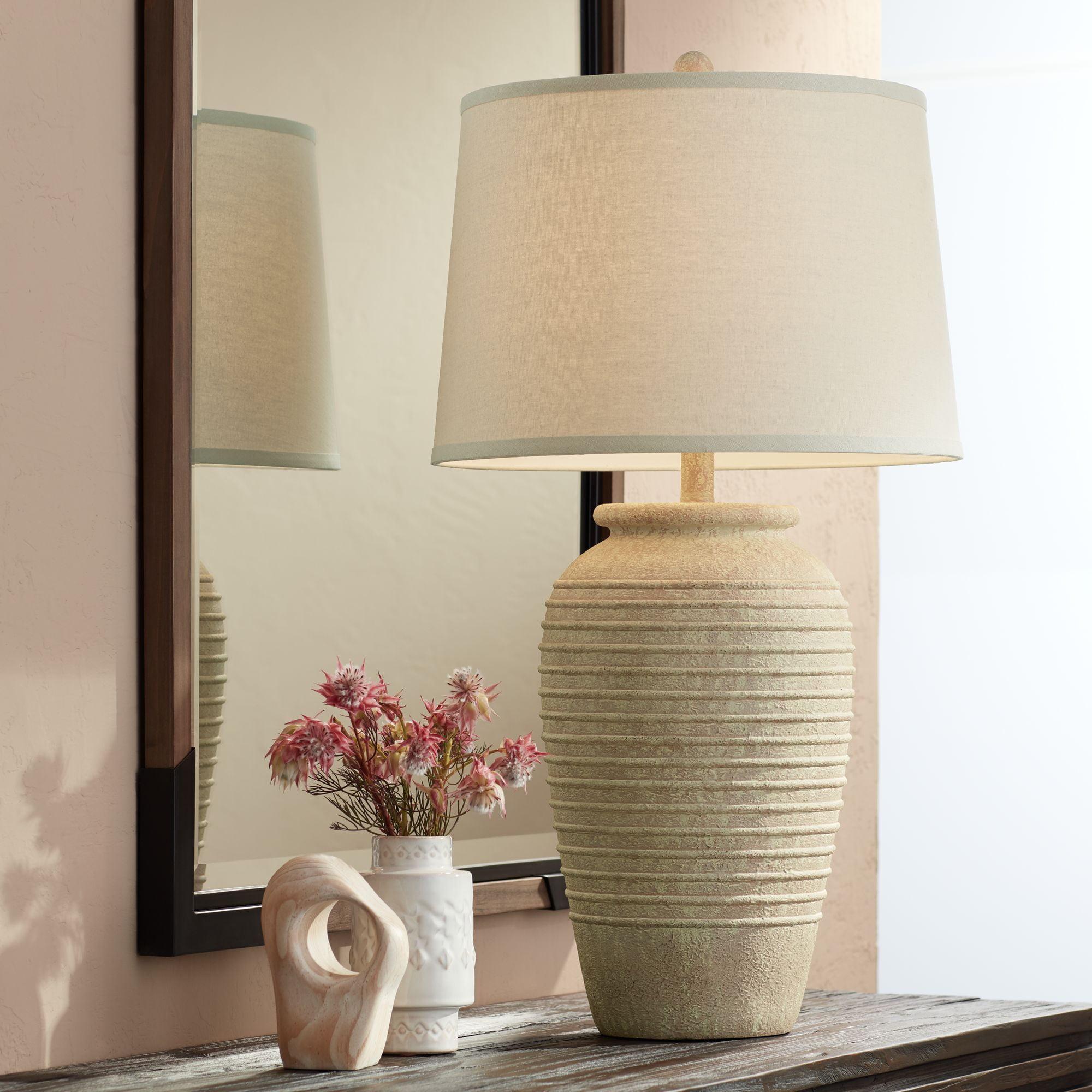 Austin Sand Toned Jug Table Lamp with Cream Linen Shade