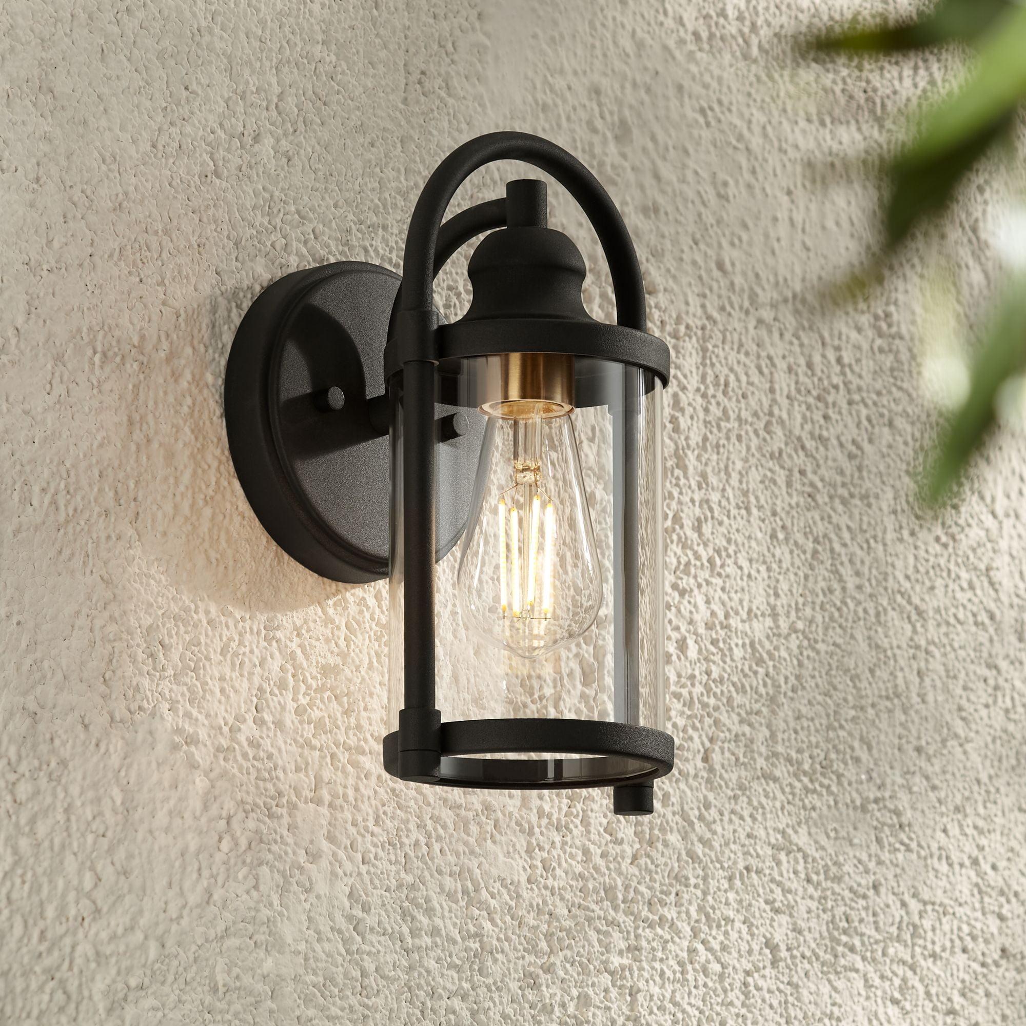 John Timberland Avani Rustic Outdoor Wall Light Fixture Black Metal 10 1/4" Clear Glass Panels for Post Exterior Barn Deck House Porch Yard Patio Home