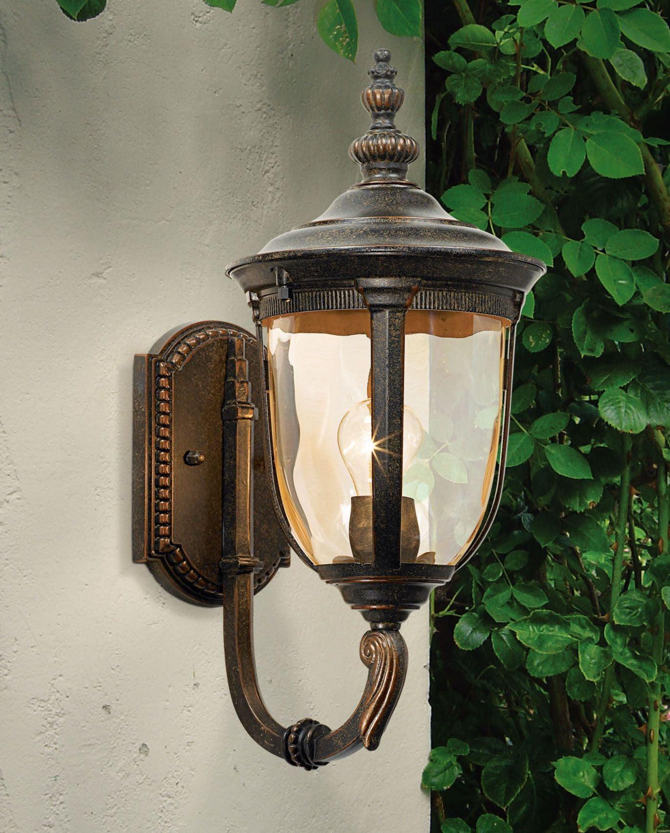 Bellagio Bronze Outdoor Wall Light with Champagne Glass