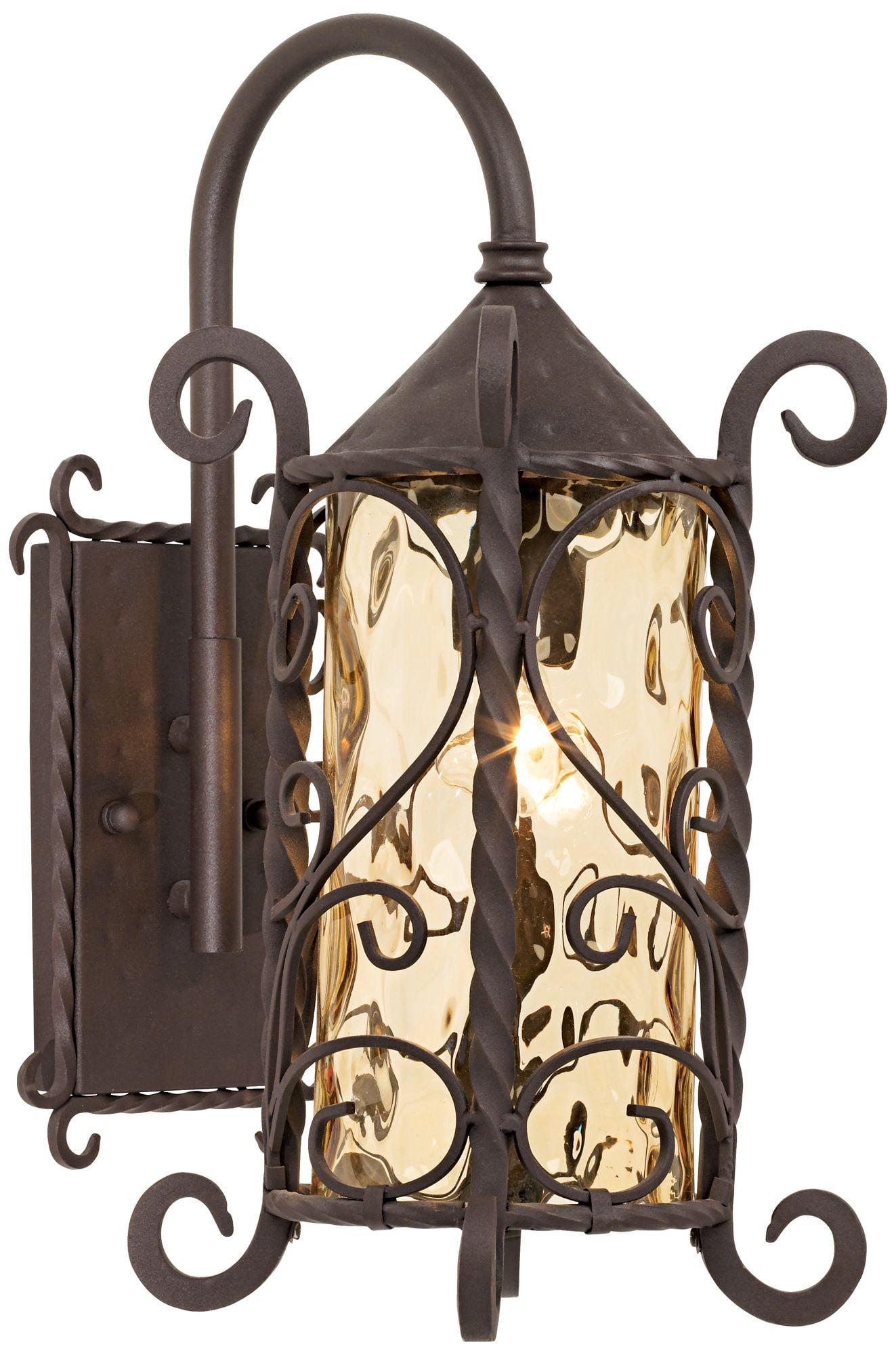 John Timberland Casa Seville Rustic Wall Light Sconce Dark Walnut Hardwire 7 3/4" Fixture Hammered Champagne Glass for Bedroom Bathroom Vanity Reading