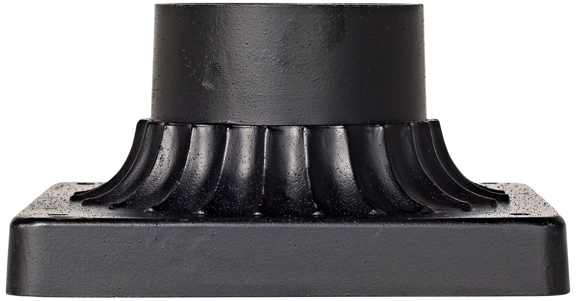 John Timberland Rustic Industrial Outdoor Post Light Mount Adapter Texturized Black Aluminum Fluted Base 5 3/4" for Exterior Barn Deck House Pantio