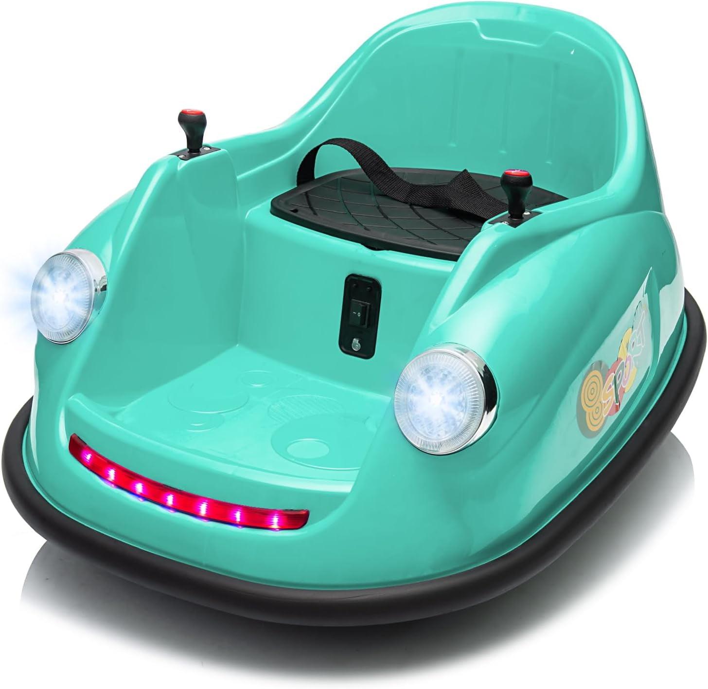 Green 12V Kids Electric Bumper Car with LED Lights