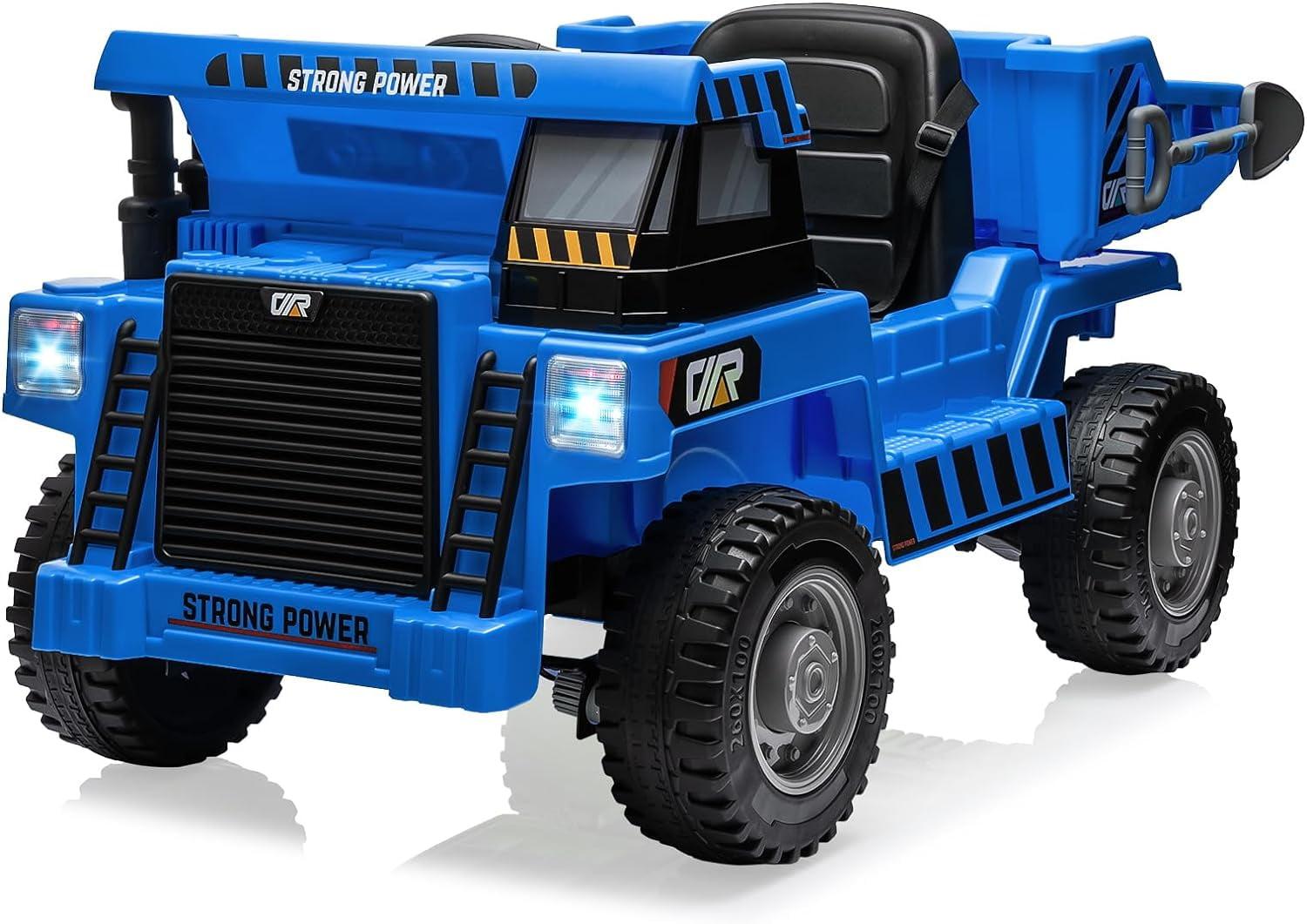 Blue 12V Electric Ride-On Dump Truck with Remote Control