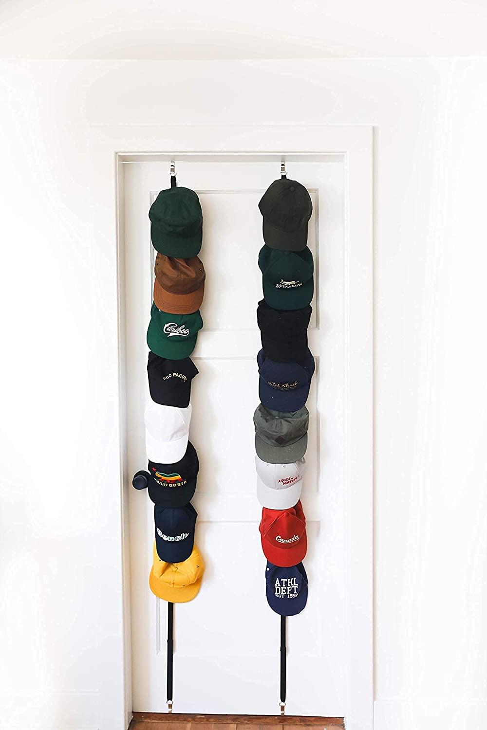 Over-the-Door Adjustable 16-Hook Cap Rack Organizer