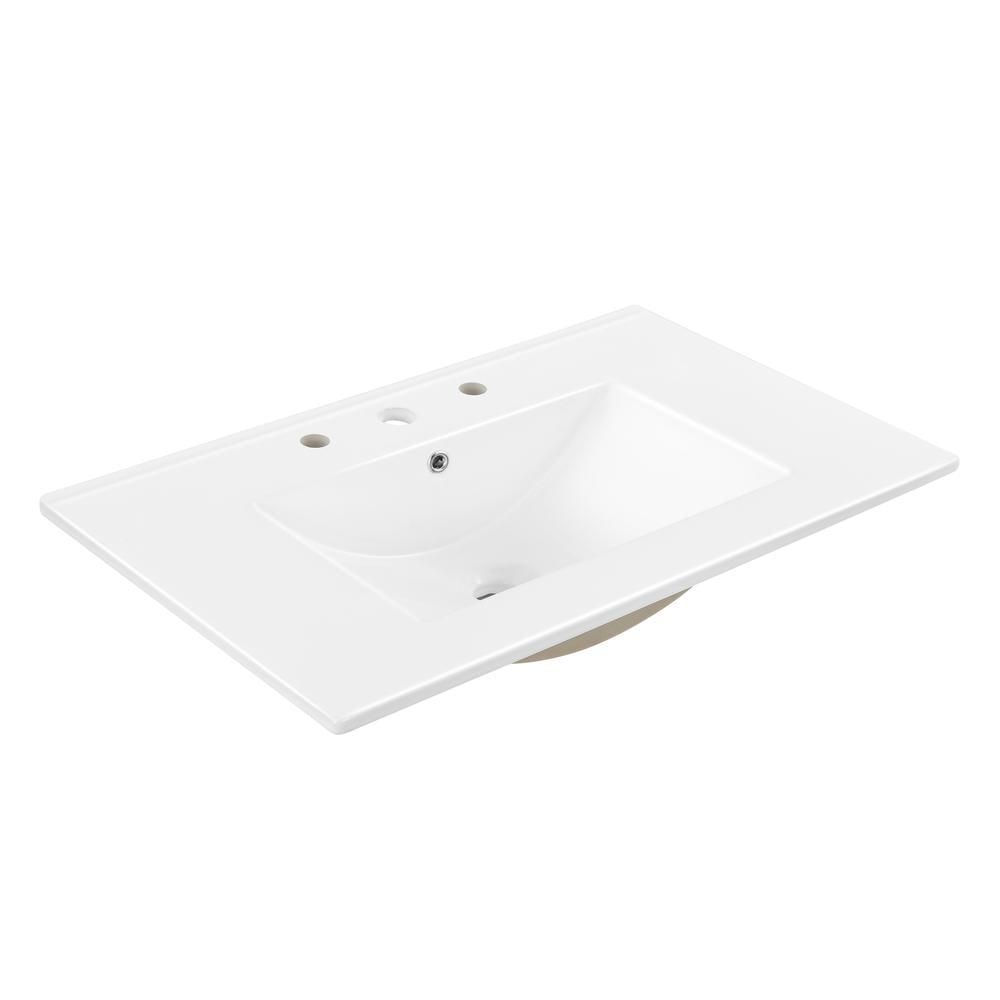 Jonathan Y Ancillary 3-Hole 30" Classic Contemporary Rectangular Ceramic Single Sink Basin Vanity Top