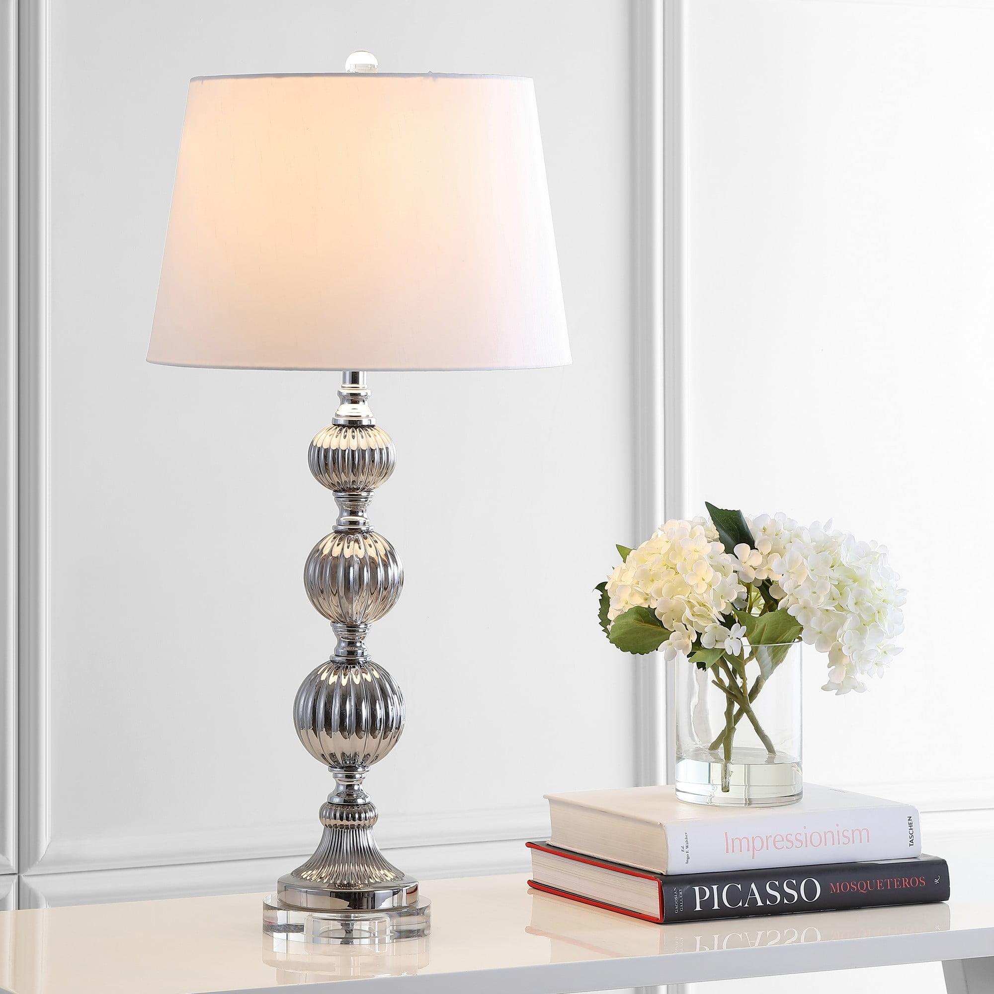 Vivienne 31" Silver Triple Sphere Table Lamp with Silk Shade