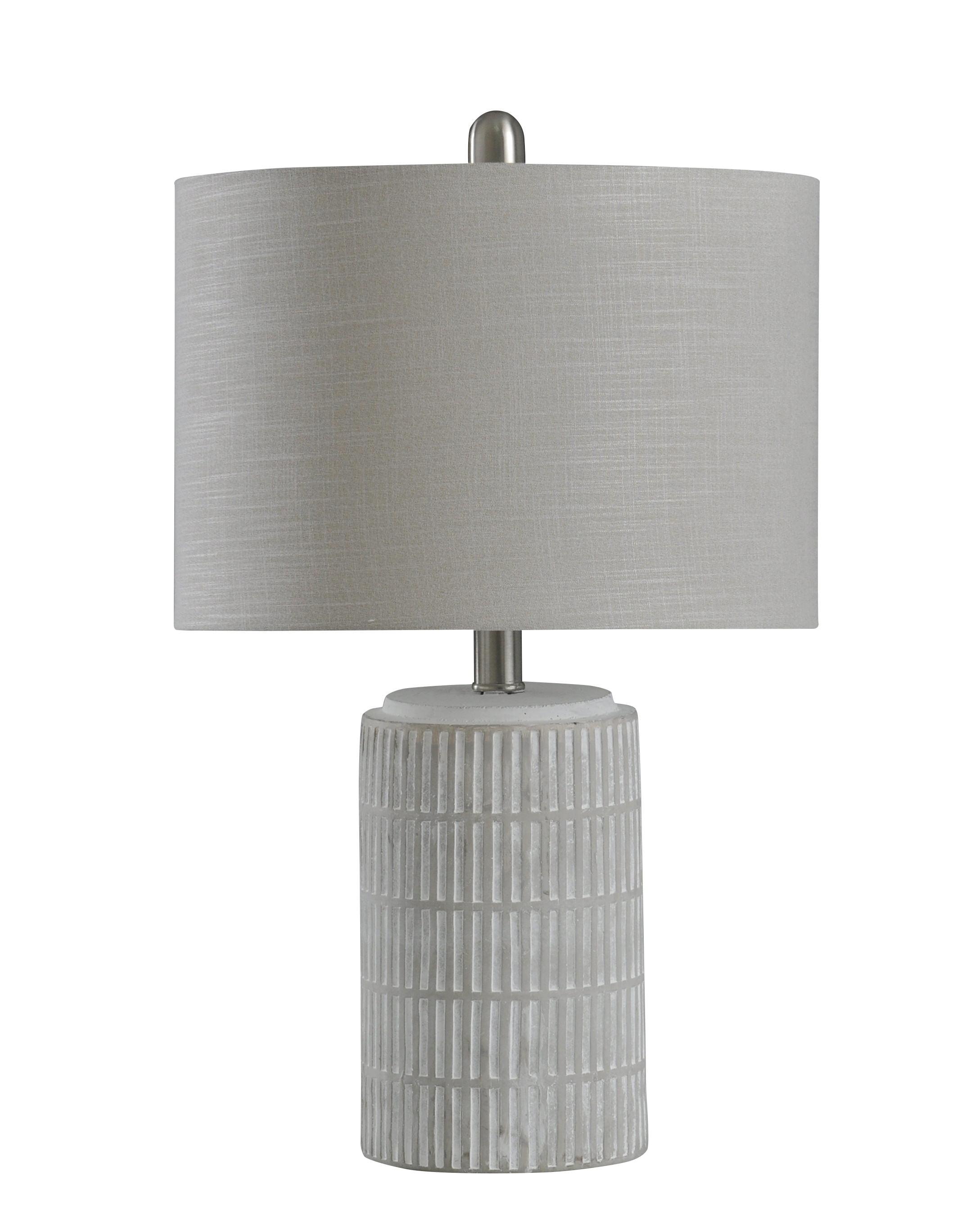 Joni Table Lamp Distressed Gray - StyleCraft: Ceramic Body, Polyester Drum Shade, UL Listed