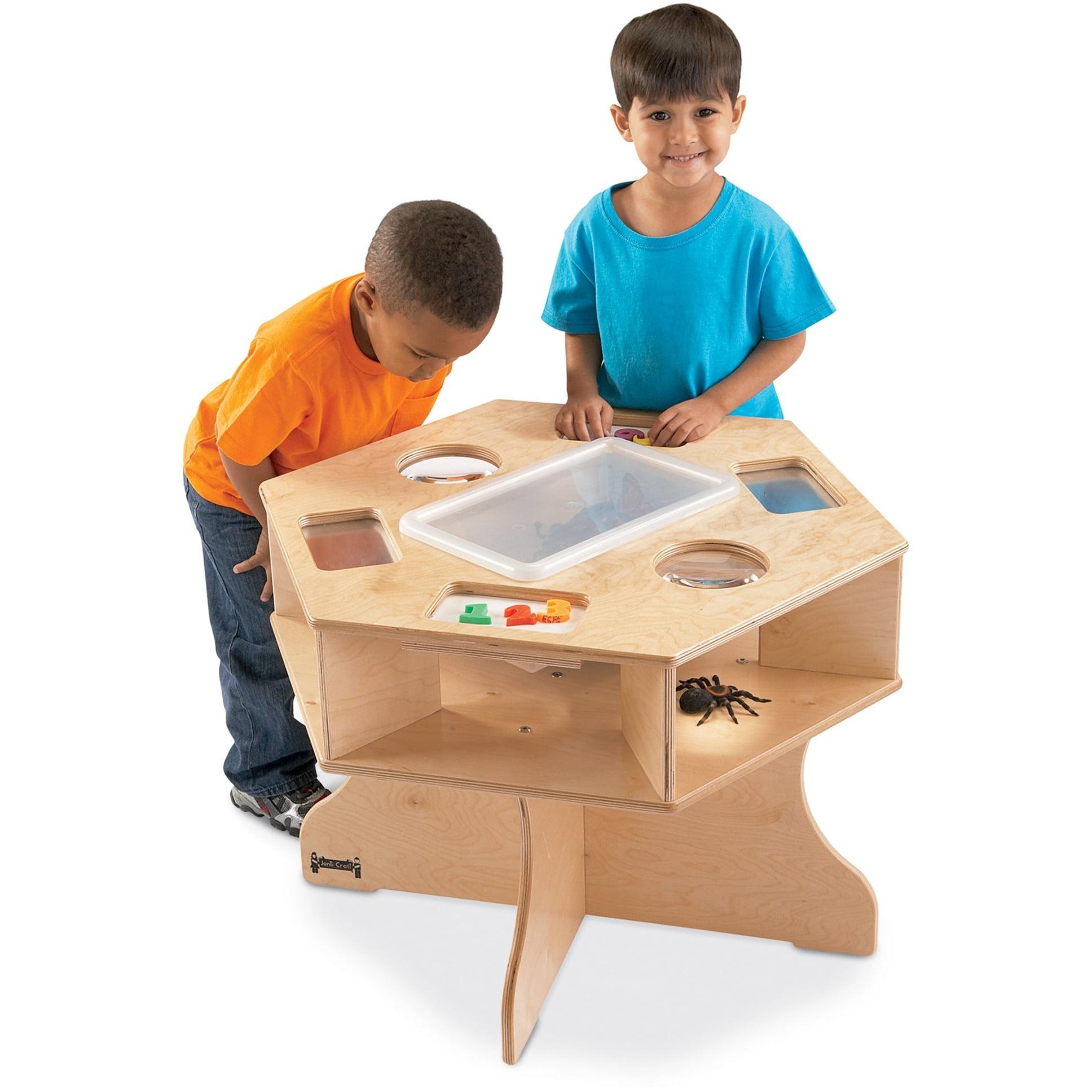 Natural Wood Six-Sided Science Activity Table