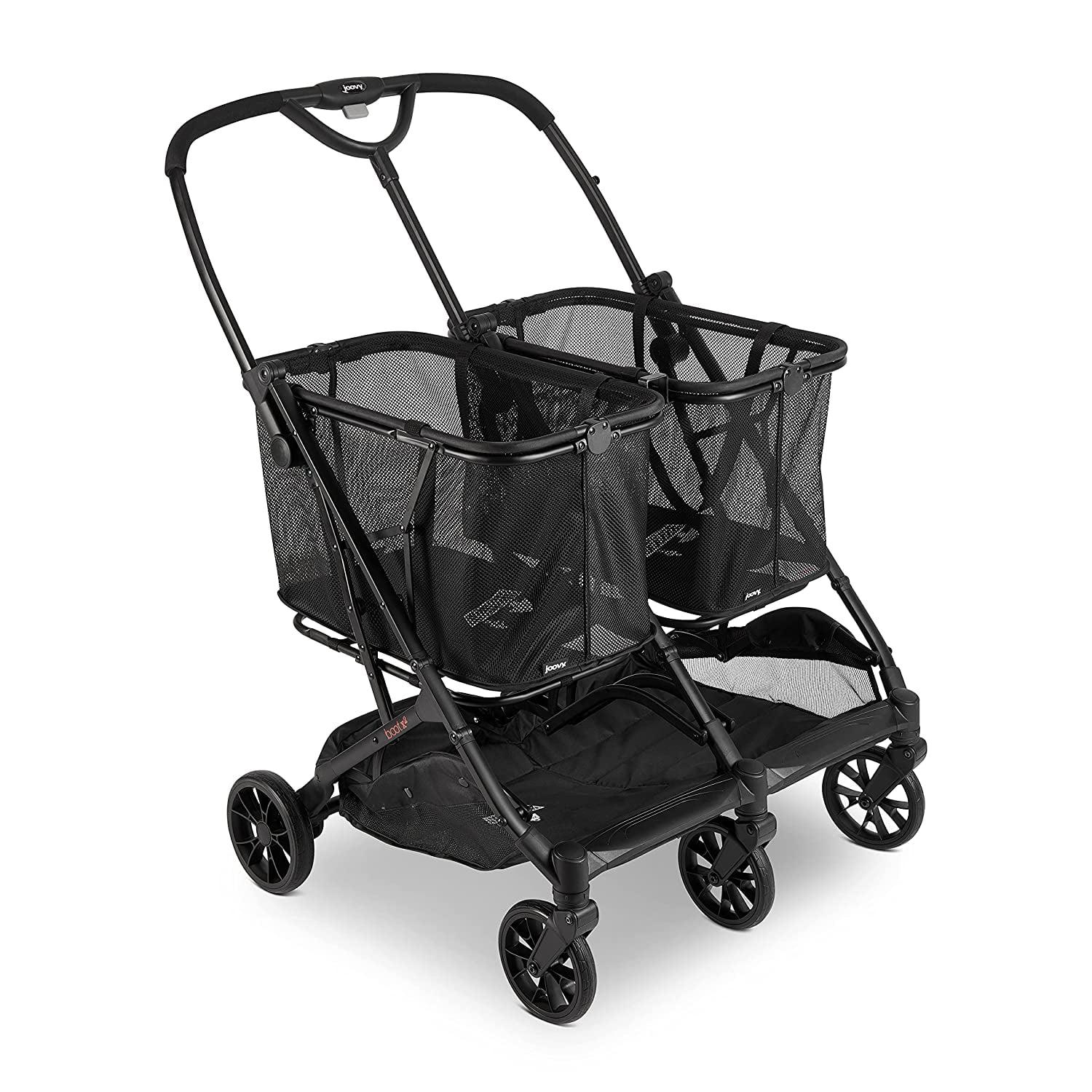 Joovy Boot X2 Black Aluminum Double Shopping Cart with Mesh Baskets