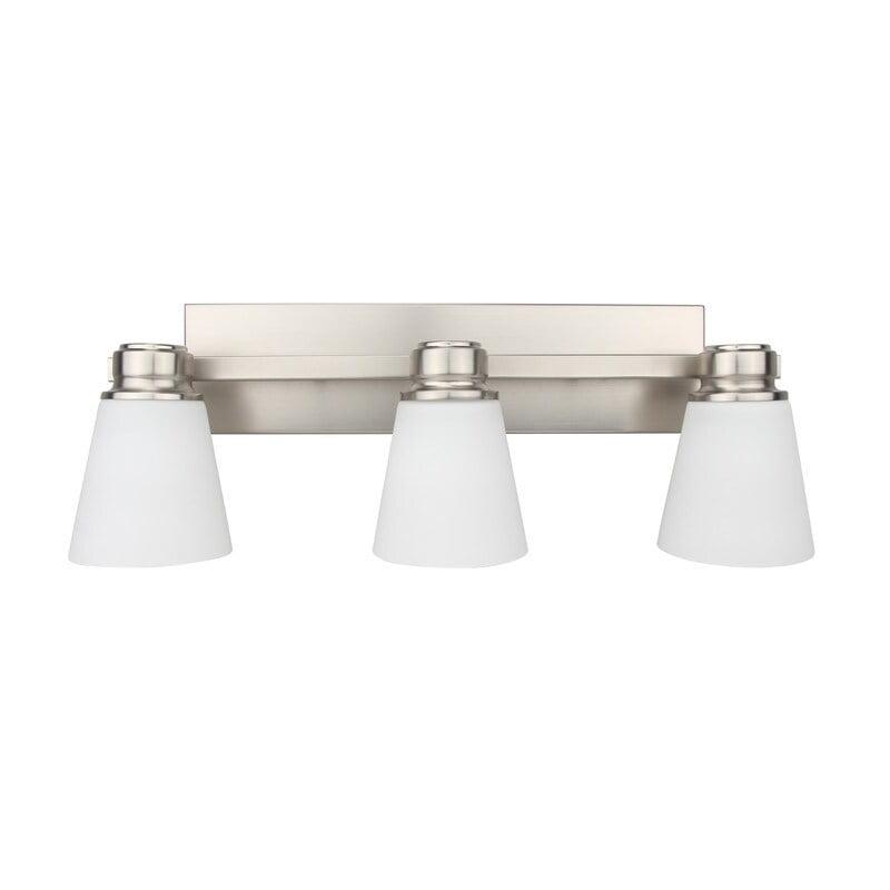 Jordan Satin Nickel 3-Light Vanity with Frosted White Glass - 22.25"