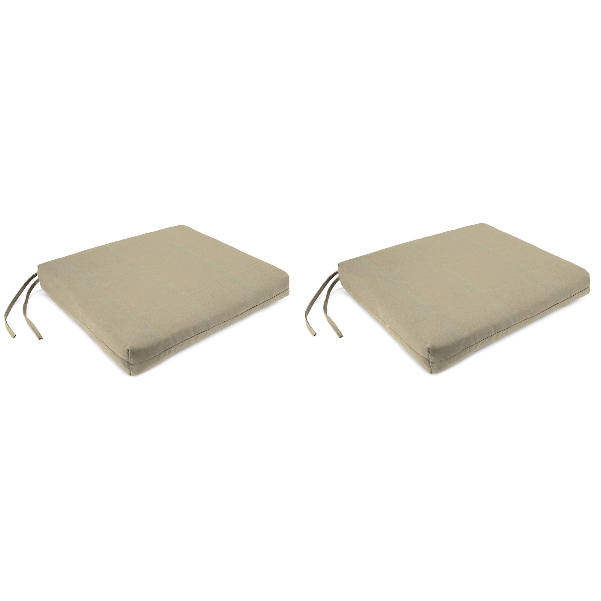 Jordan Manufacturing 17" x 19" Canvas Pebble Beige Solid Rectangular Outdoor Chair Pad Seat Cushion with Ties (2 Pack)