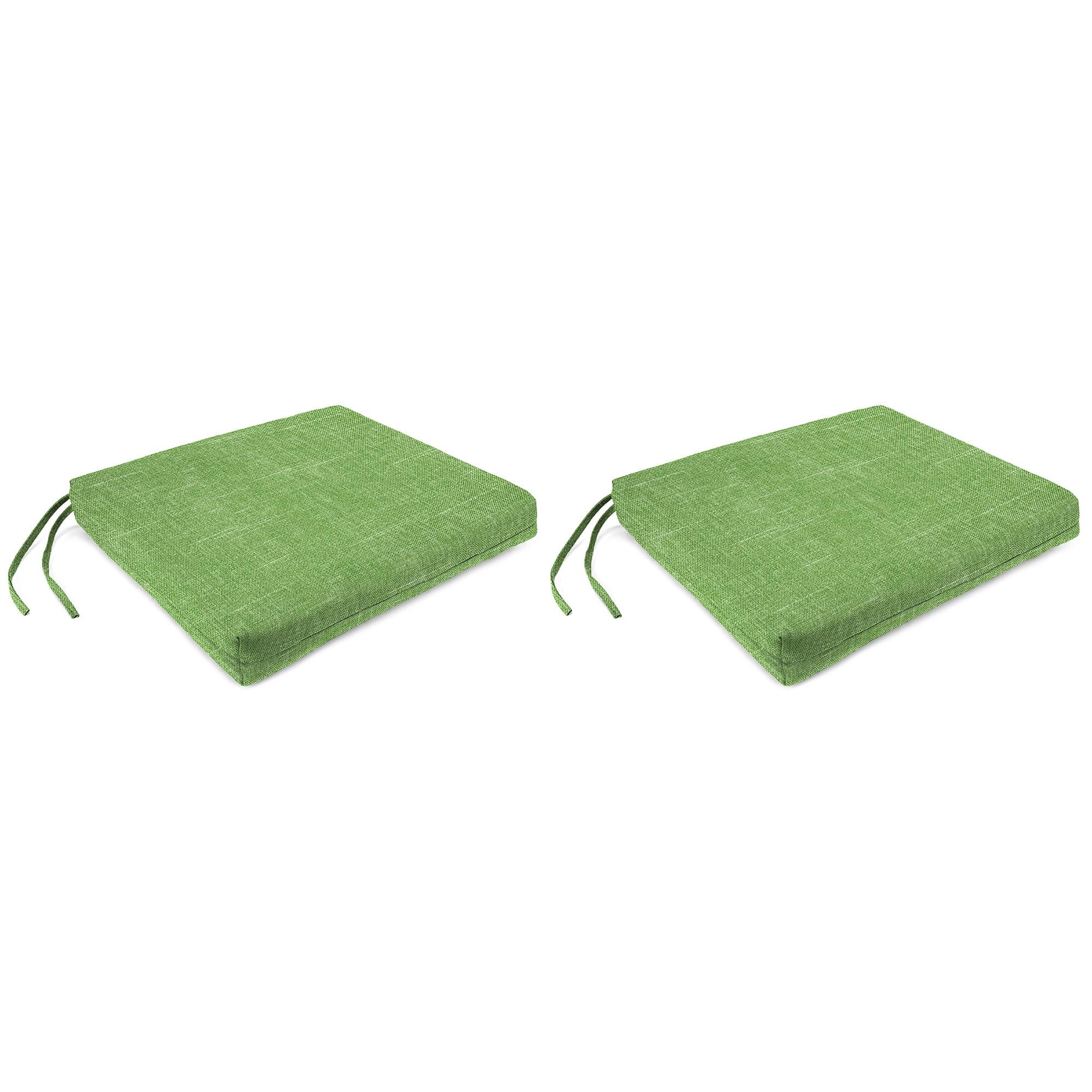 Jordan Manufacturing 17" x 19" Tory Palm Green Crosshatch Rectangular Outdoor Chair Pad Seat Cushion with Ties (2 Pack)