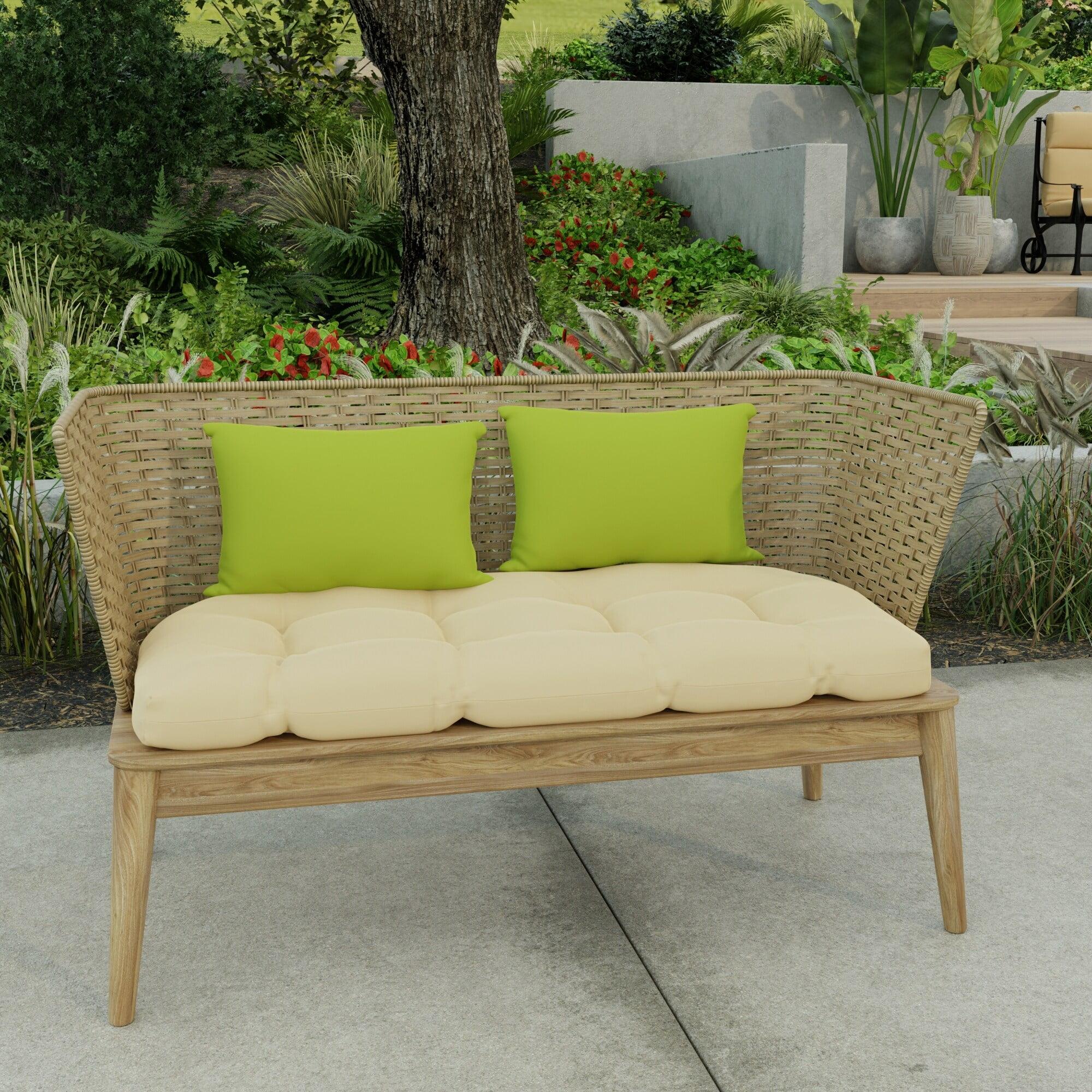 Jordan Manufacturing 18" x 12" Green Solid Outdoor Lumbar Throw Pillow (Set of 2)