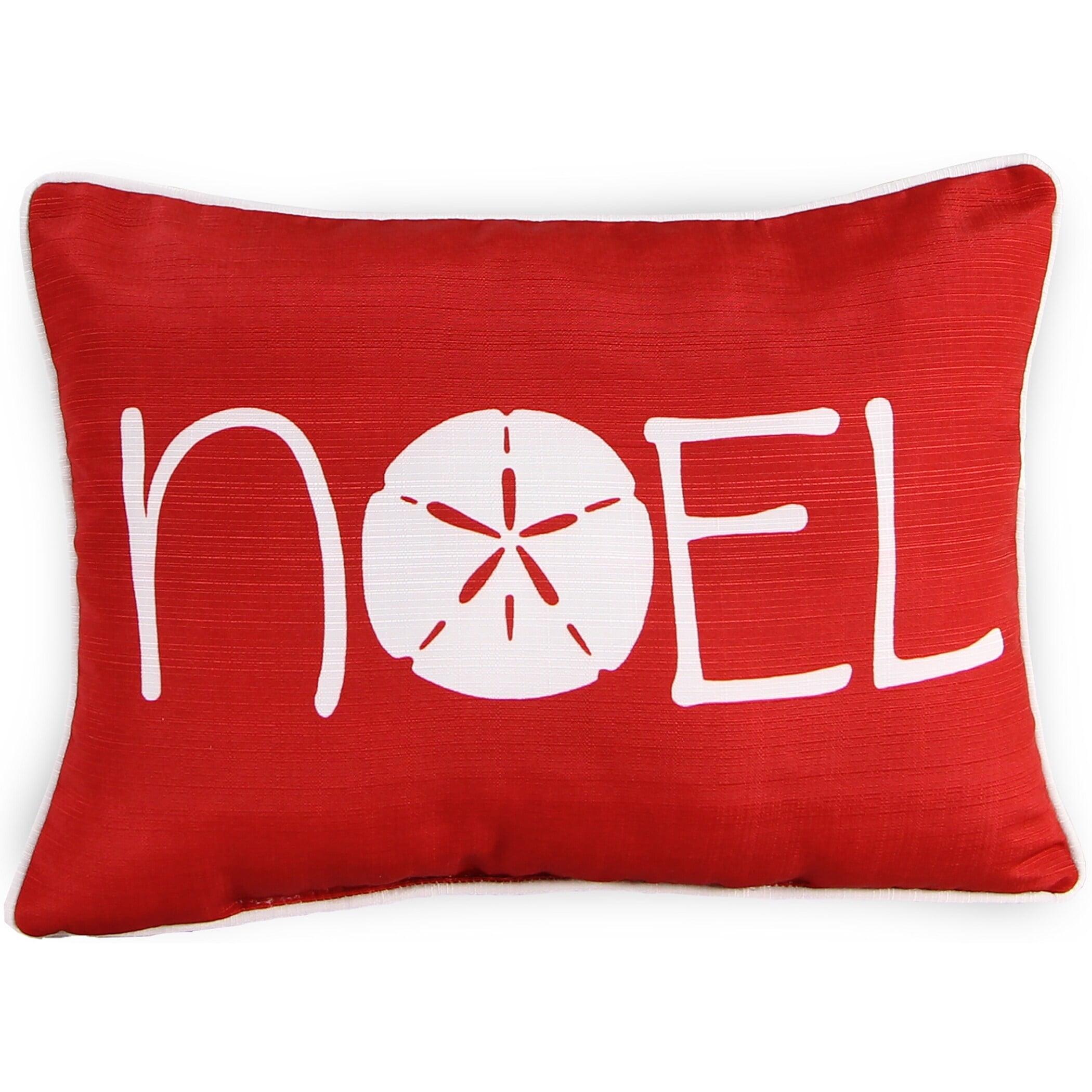 Jordan Manufacturing 18" x 13" Red Noel Sand Dollar Holiday Rectangular Reversible Decorative Lumbar Throw Pillow with Welt