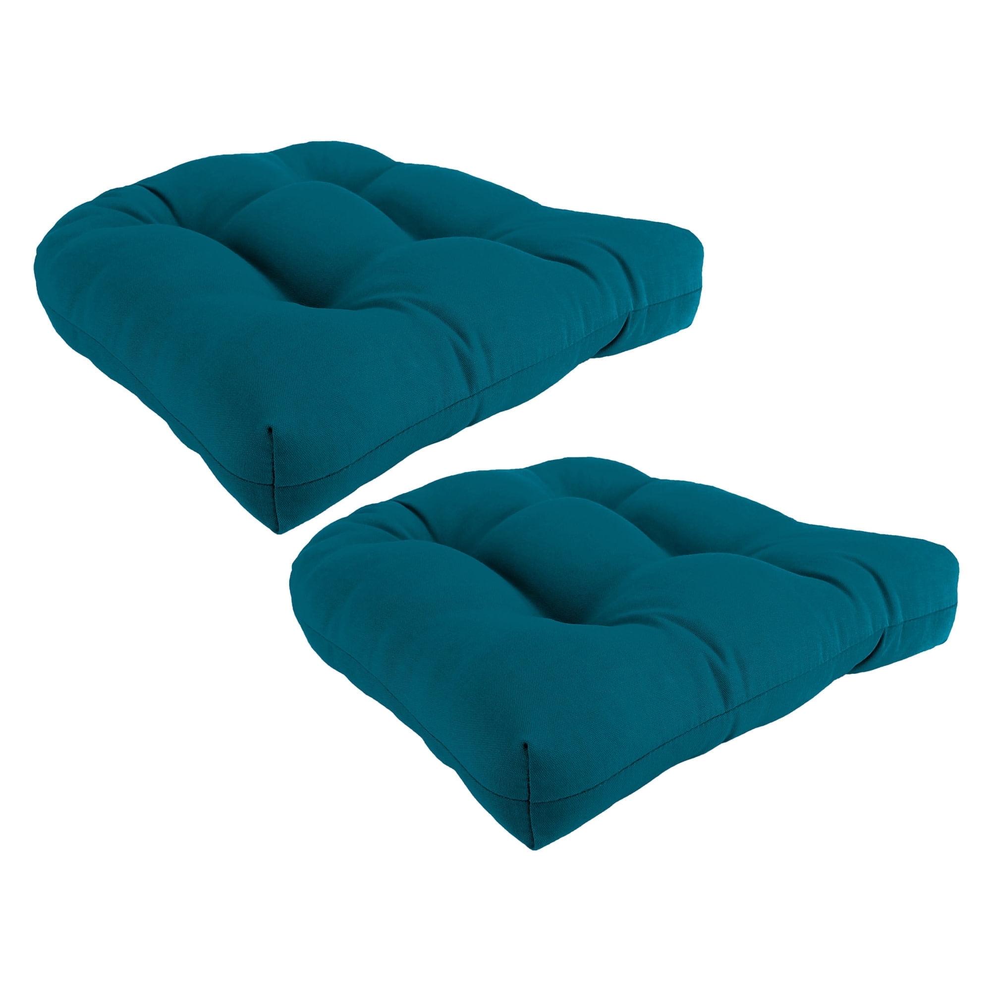 Jordan Manufacturing 18" x 18" Fresco Peacock Teal Solid Square Tufted Contoured Outdoor Wicker Seat Cushion (2 Pack)