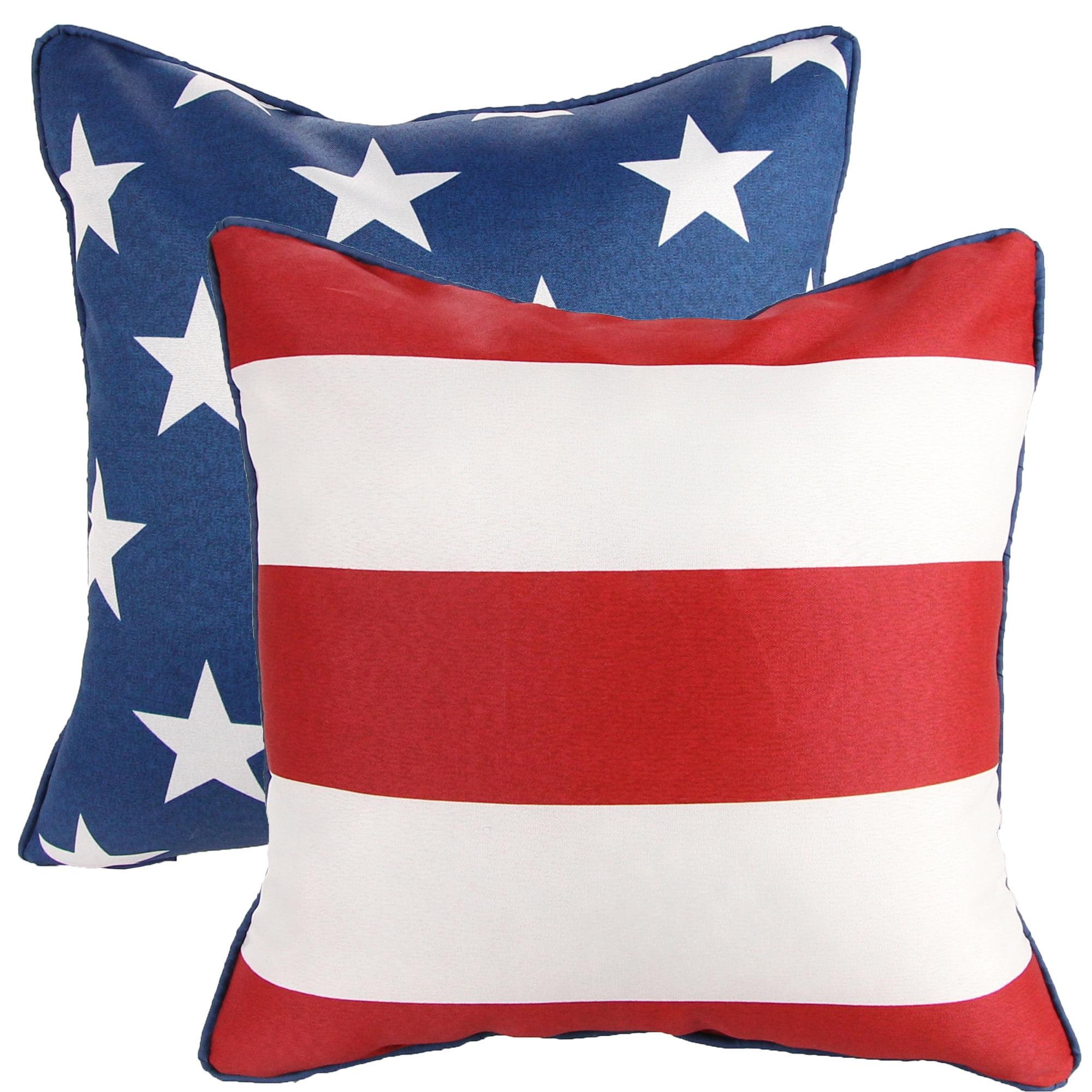 Patriotic Red, White, and Blue Outdoor Throw Pillow Set