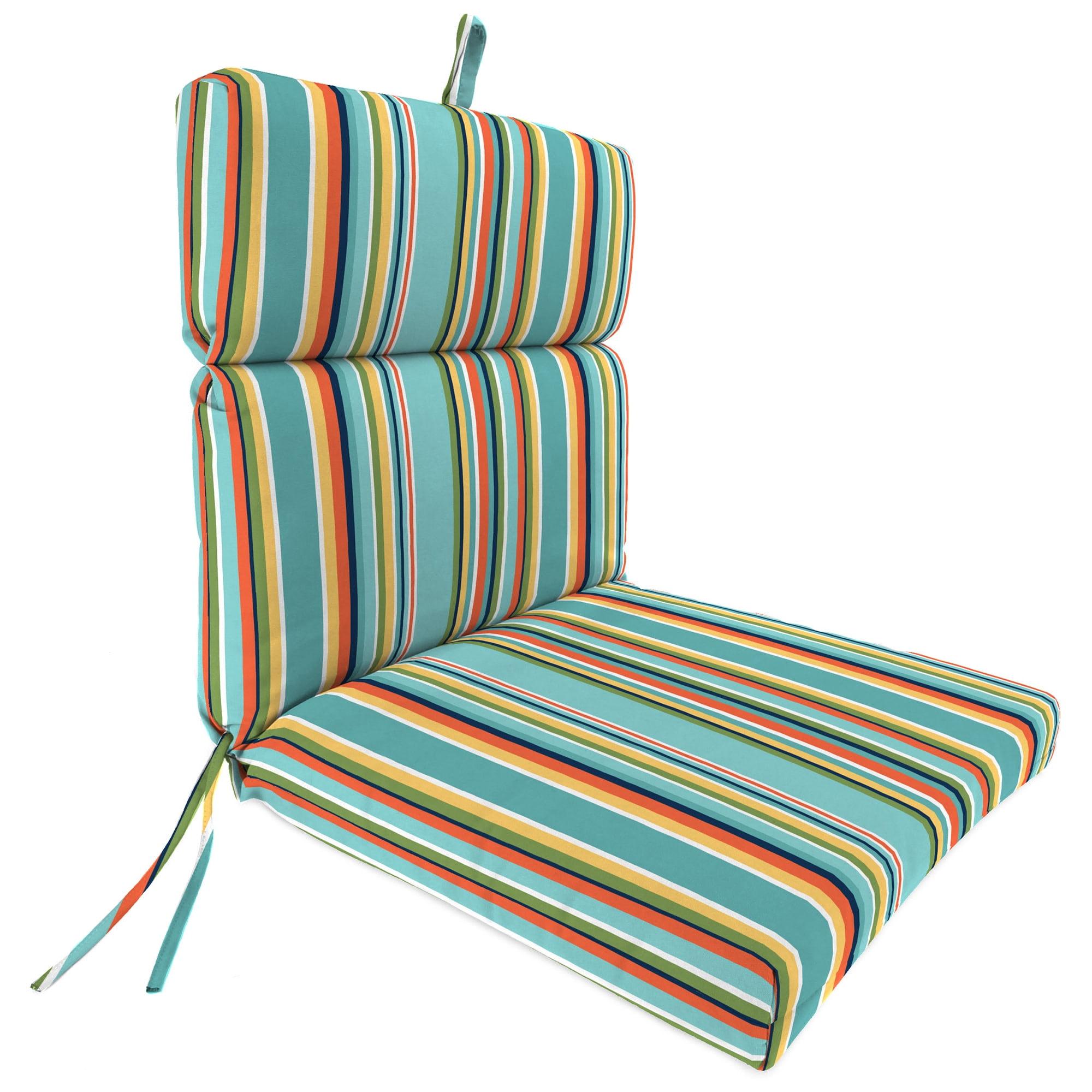 Jordan Manufacturing Cojín Rectangular para Silla de Exterior con Rayas Turquesas Mamba Pelican de 44" x 22" con Lazos y Presilla para Colgar