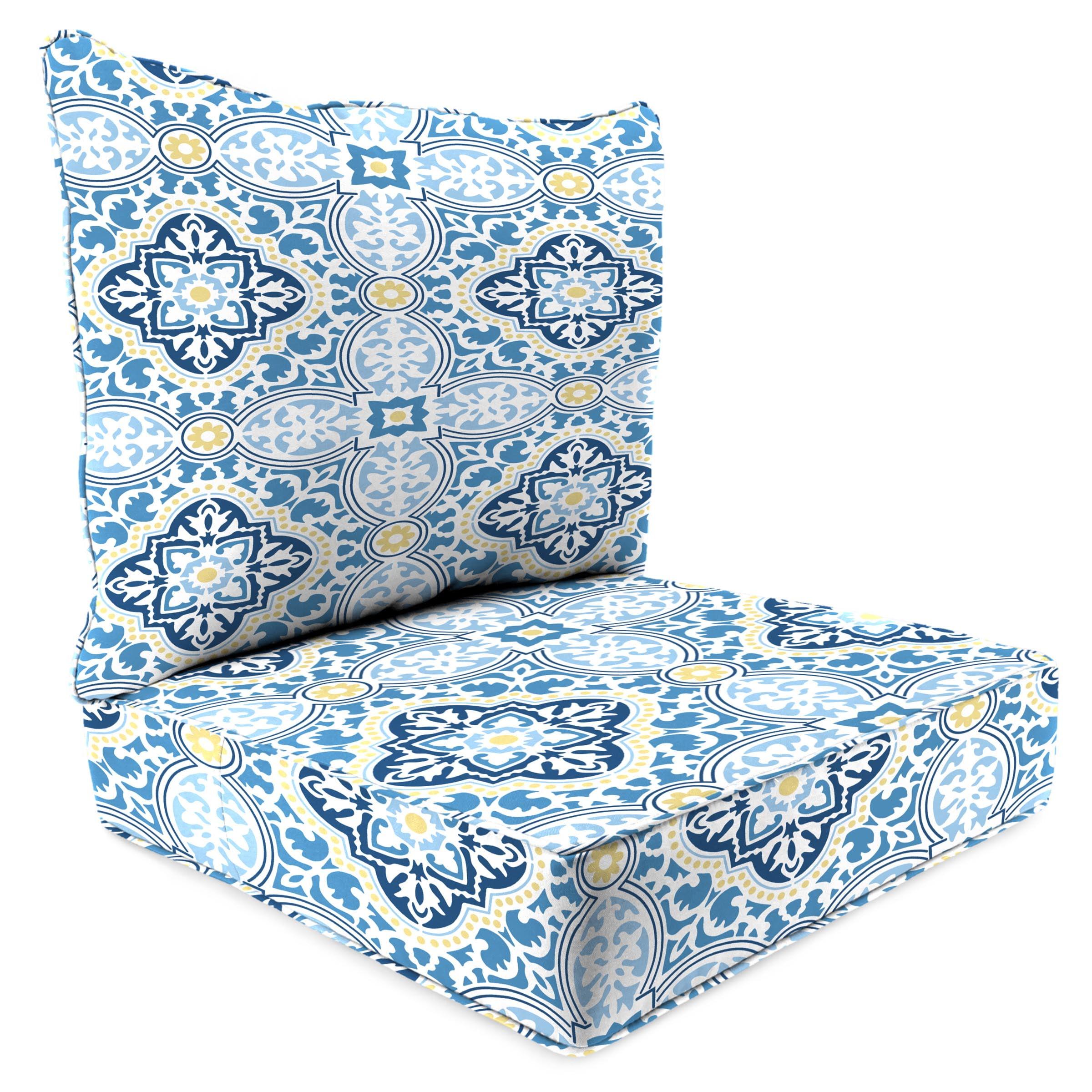 Rave Sky Blue Geometric Outdoor Deep Seating Chair Cushion Set