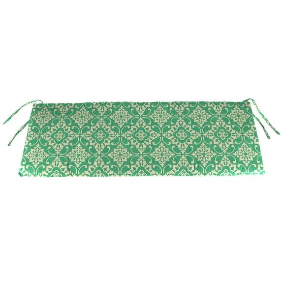 Jordan Manufacturing 59" x 16" Scampi Emerald Green Medallion Rectangular Outdoor Settee Swing Bench Cushion with Ties