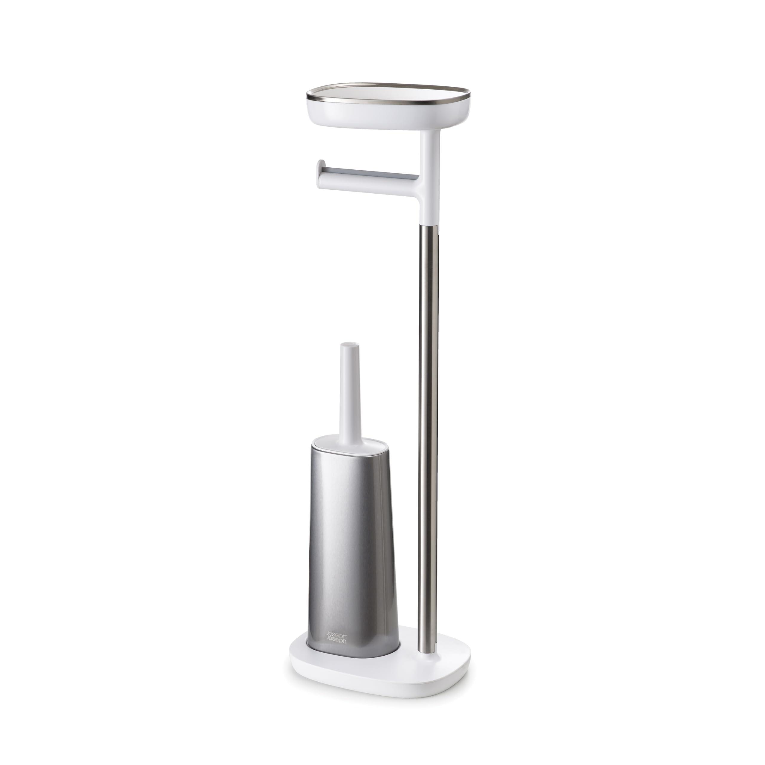 Stainless Steel Free Standing Toilet Paper Holder with Brush