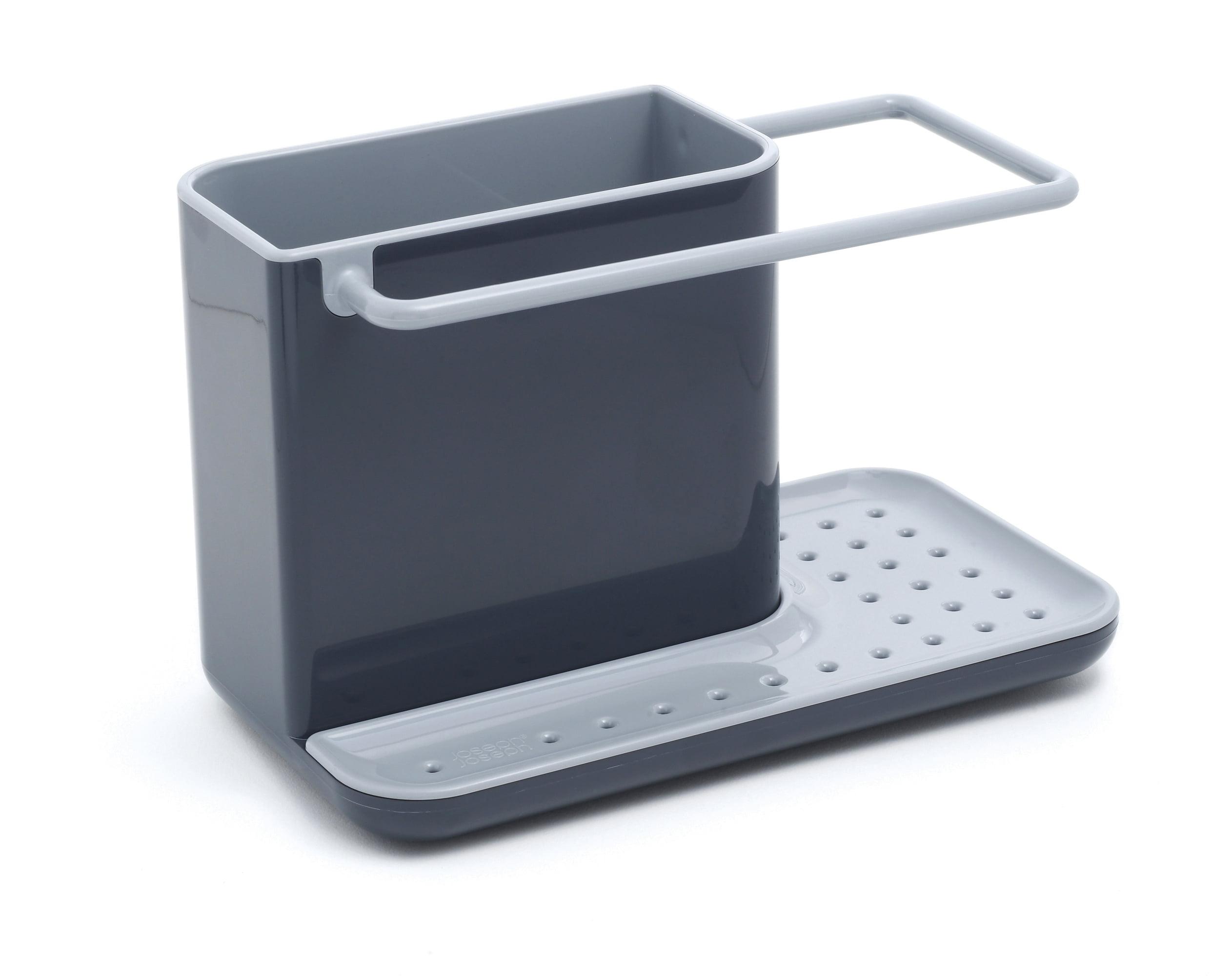 Gray Plastic Sink Caddy Organizer with Draining Plate