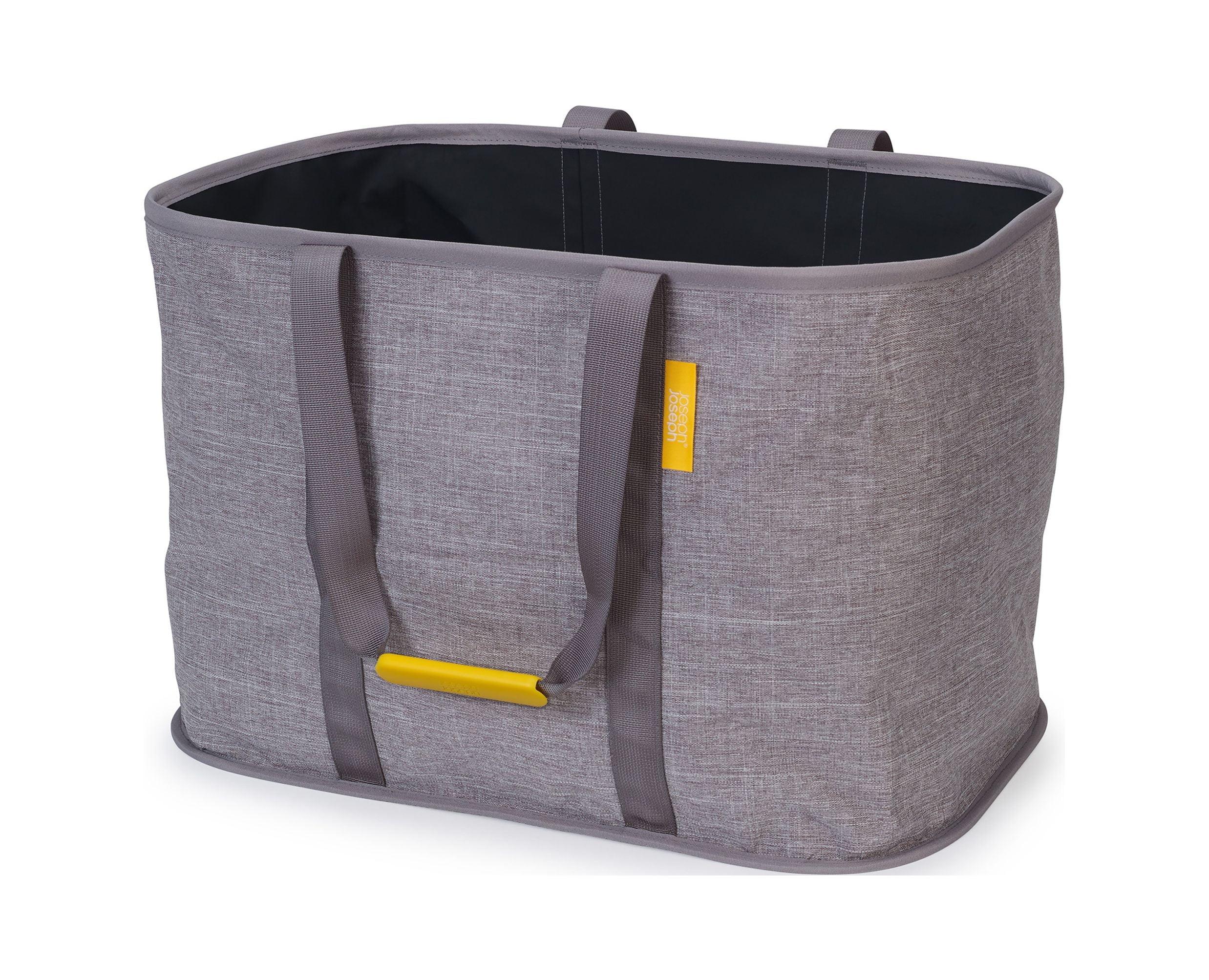 Gray 55-Liter Collapsible Fabric Laundry Basket with Woven Handles