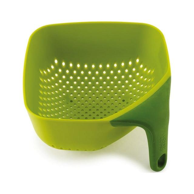 Joseph Joseph Square Colander Stack-able with Easy-Pour Corners and Vertical Handle, Medium - Green