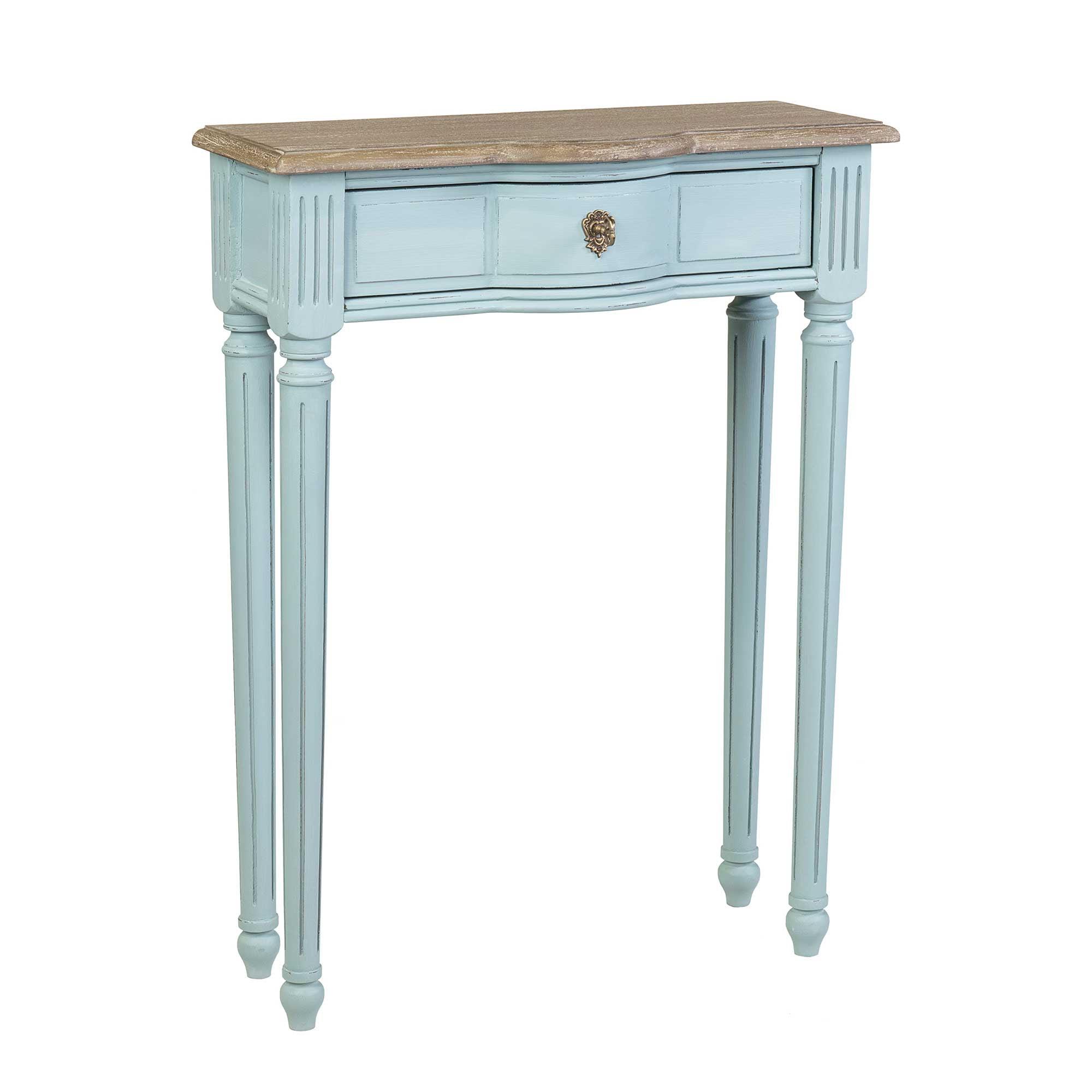 Josephine Light Blue Solid Wood 1-Drawer Console Table