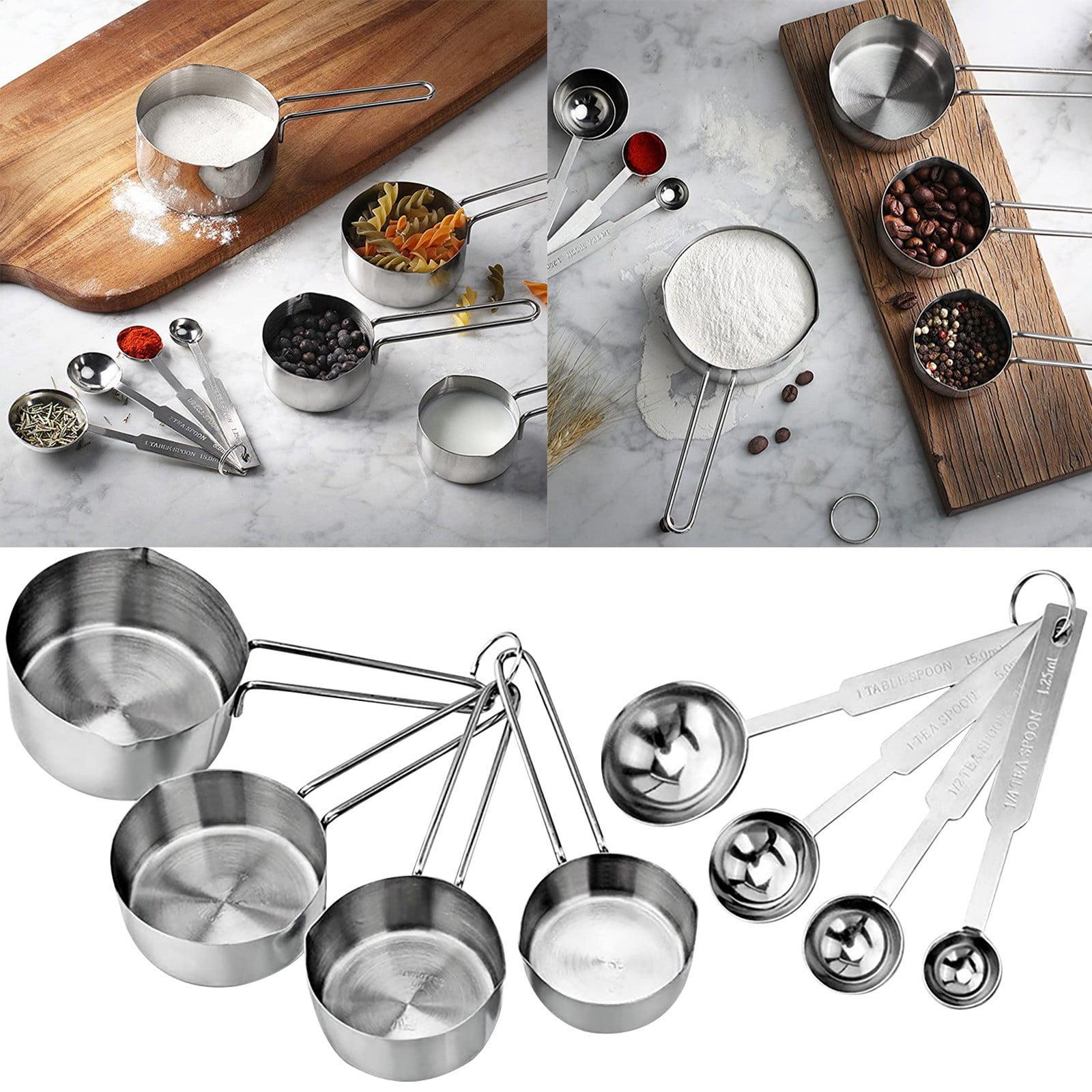 Winysin Stackable 8 Pc Stainless Steel Measuring Cup And Spoon Set,Stainless Steel Measuring Cups And Spoons Combo Set Measuring Cups Stainless Steel