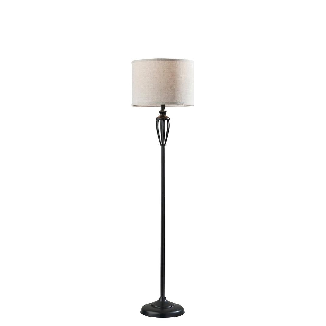 Joshua Black Metal Floor Lamp with Beige Drum Shade